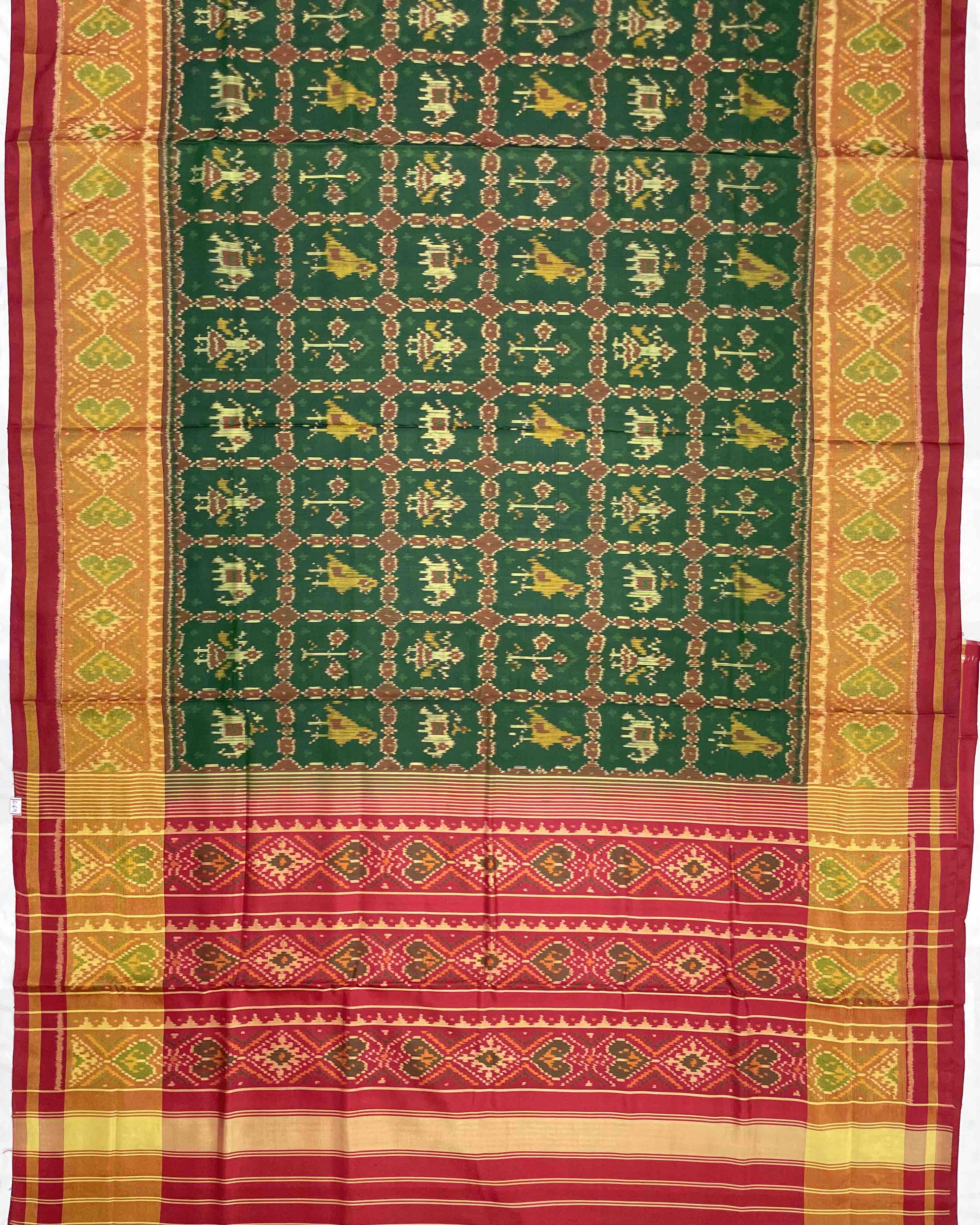 Red & Green Narikunj Designer Patola Saree
