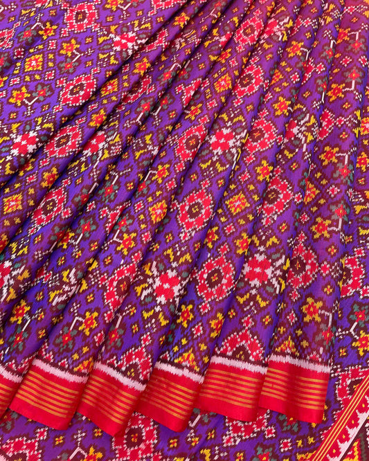 Red & Purple Navratan Designer Patola Saree
