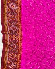 Red & Pink Bandhani Patola Saree