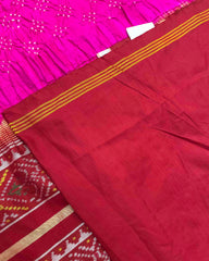 Red & Pink Bandhani Patola Saree