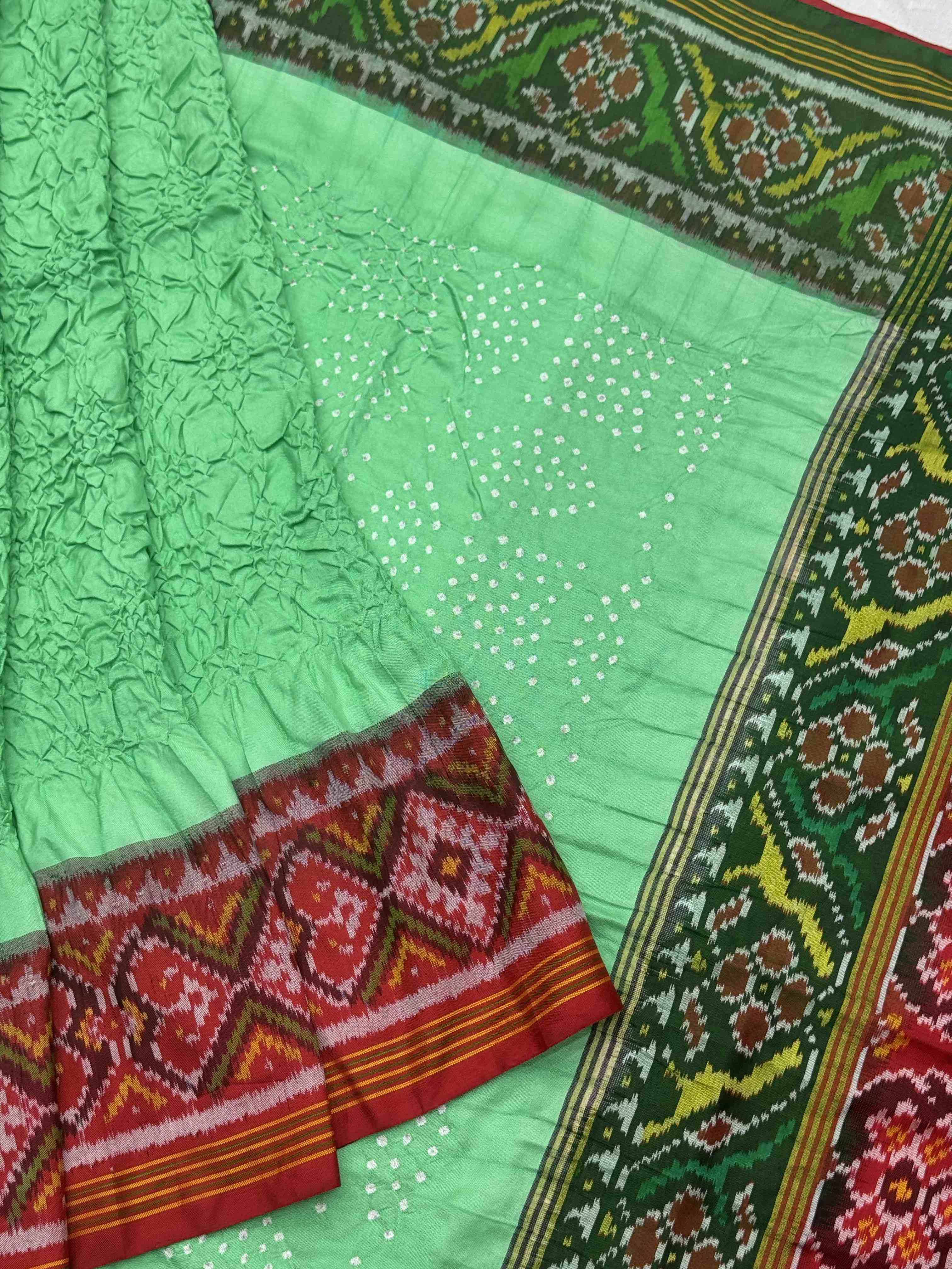 Ganga Jamuna Pista Bandhani Patola Saree