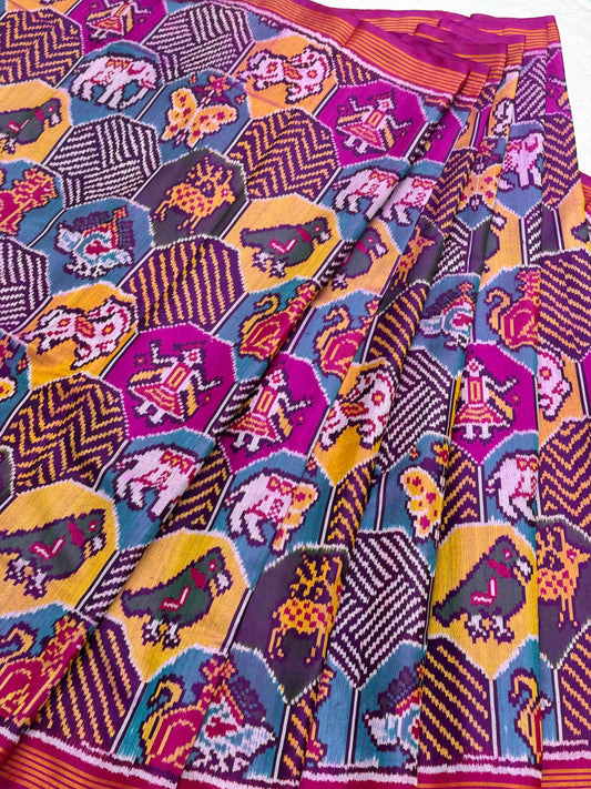 Purple multifigure Patola Saree