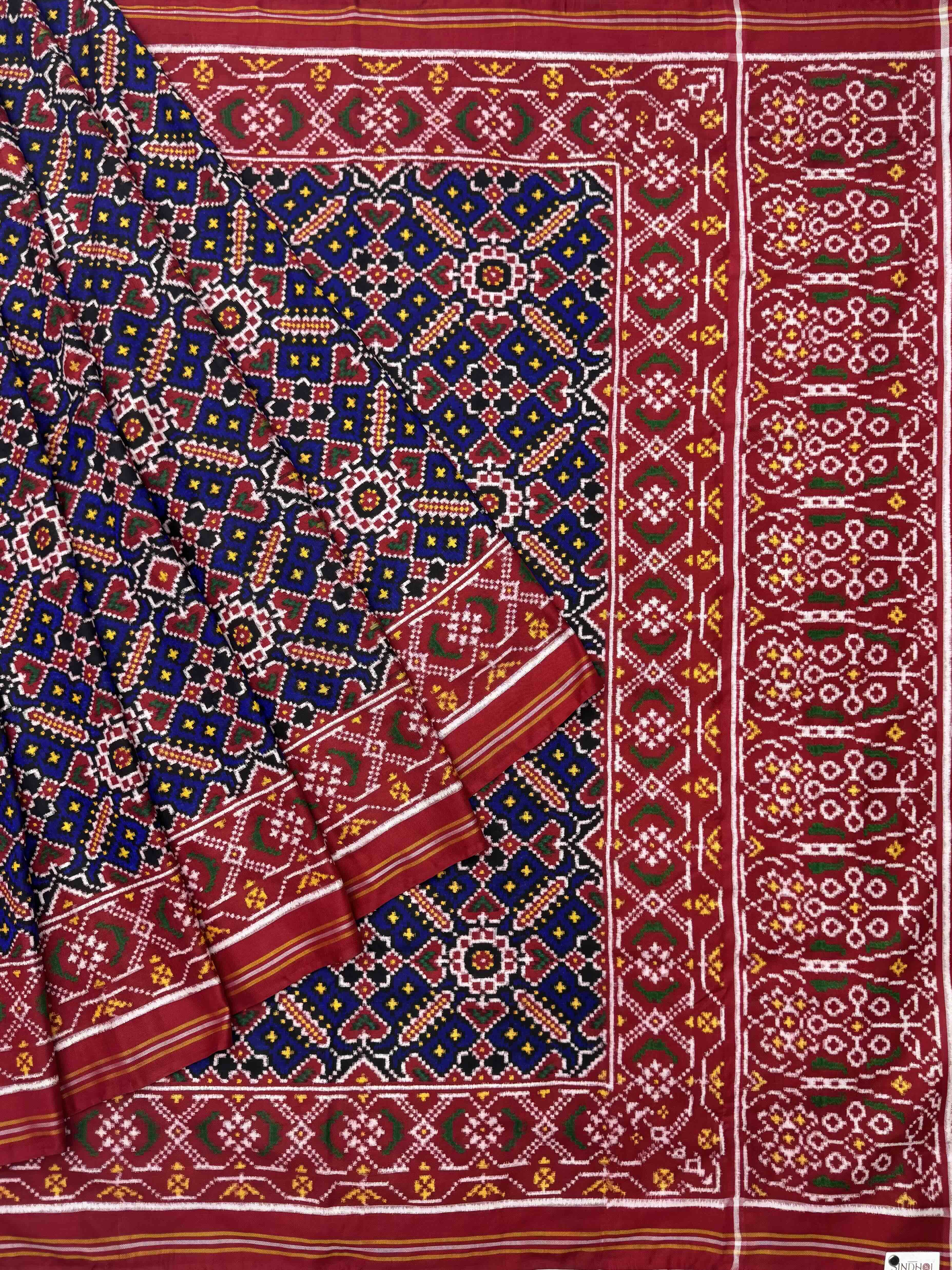 Red & blue Manekchowk Patan Patola