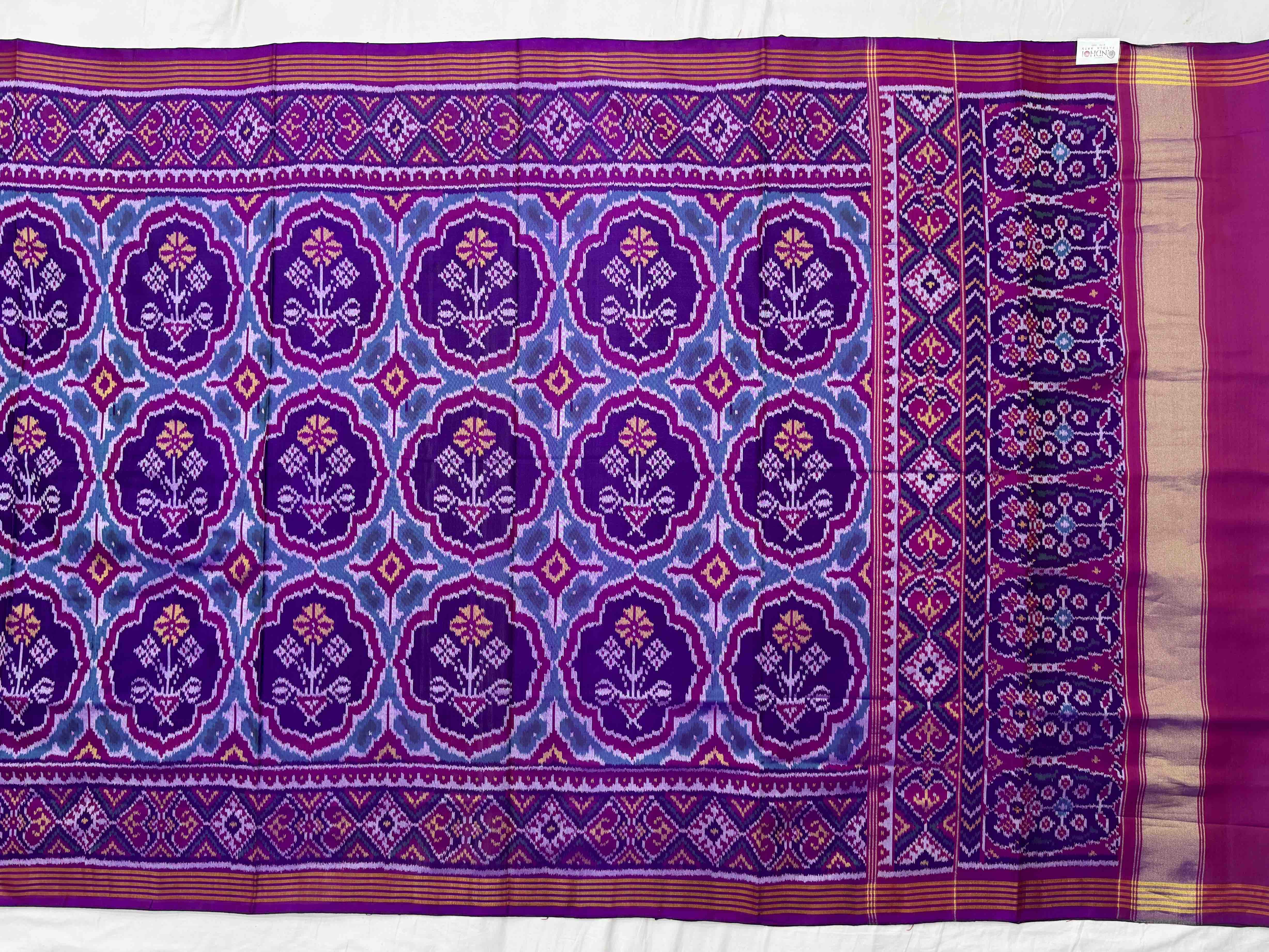 Purple magenta flower Single Ikat Patola