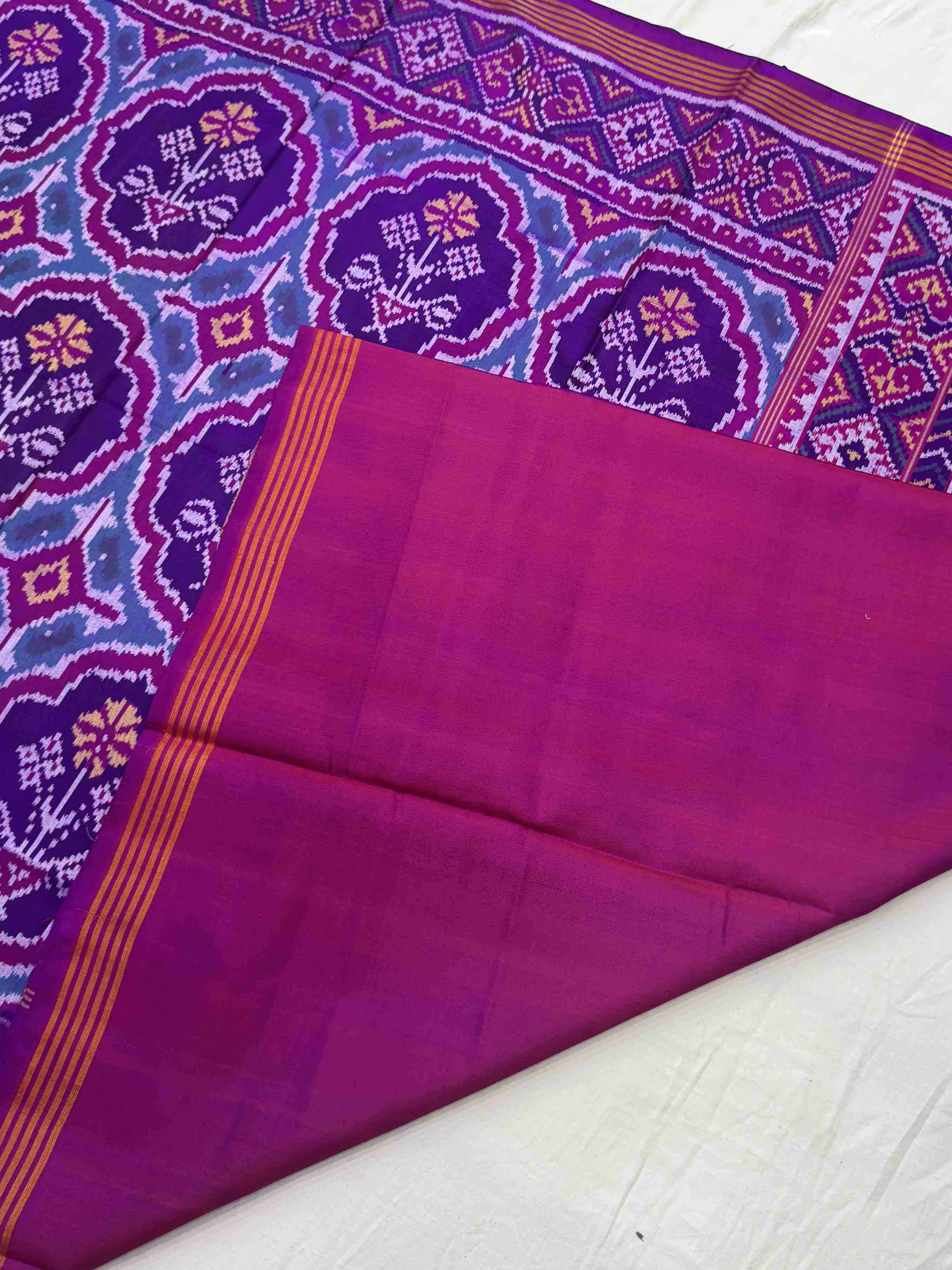 Purple magenta flower Single Ikat Patola