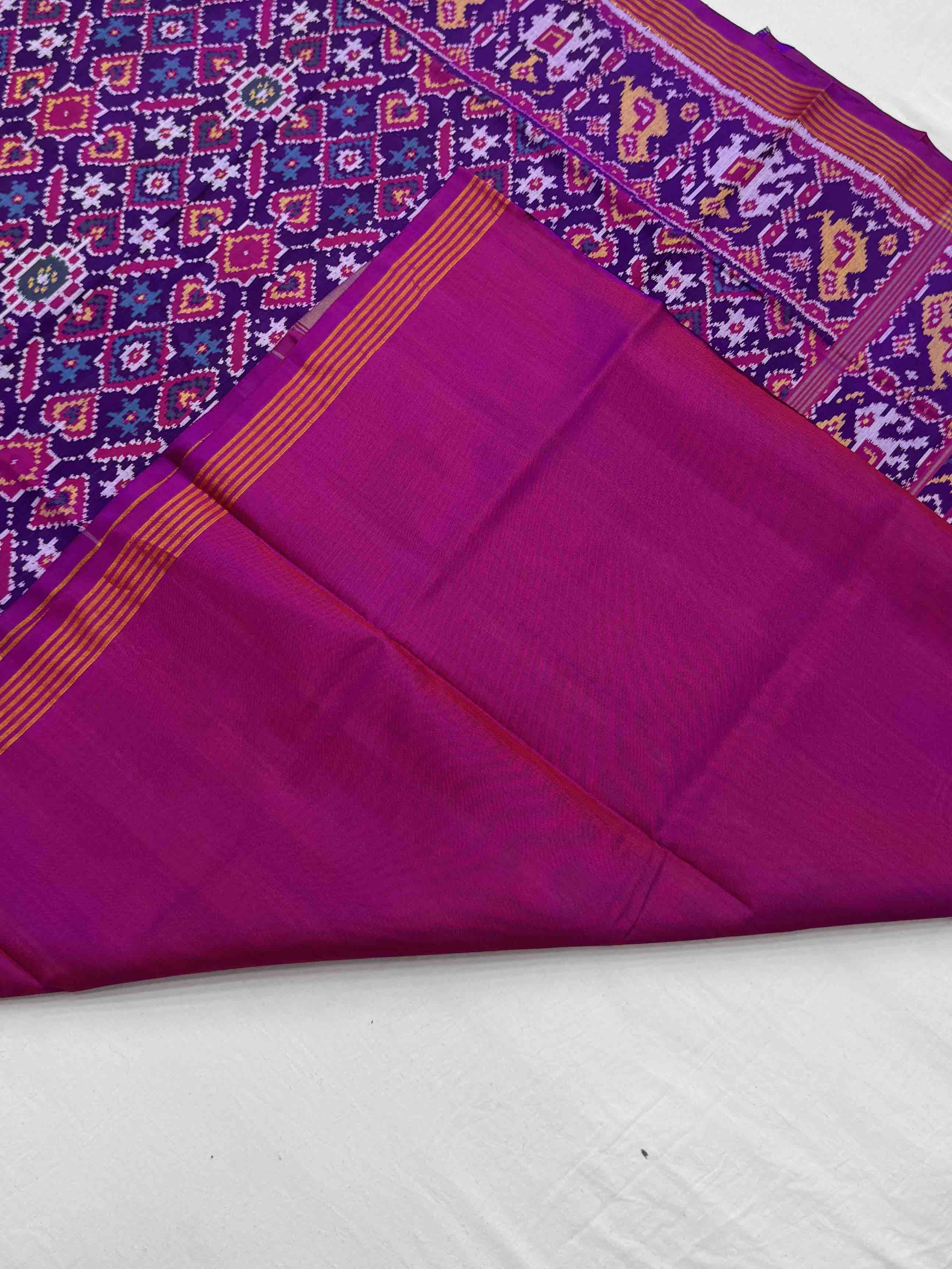 Magenta Pink vhora Gaji Single Ikat Patola
