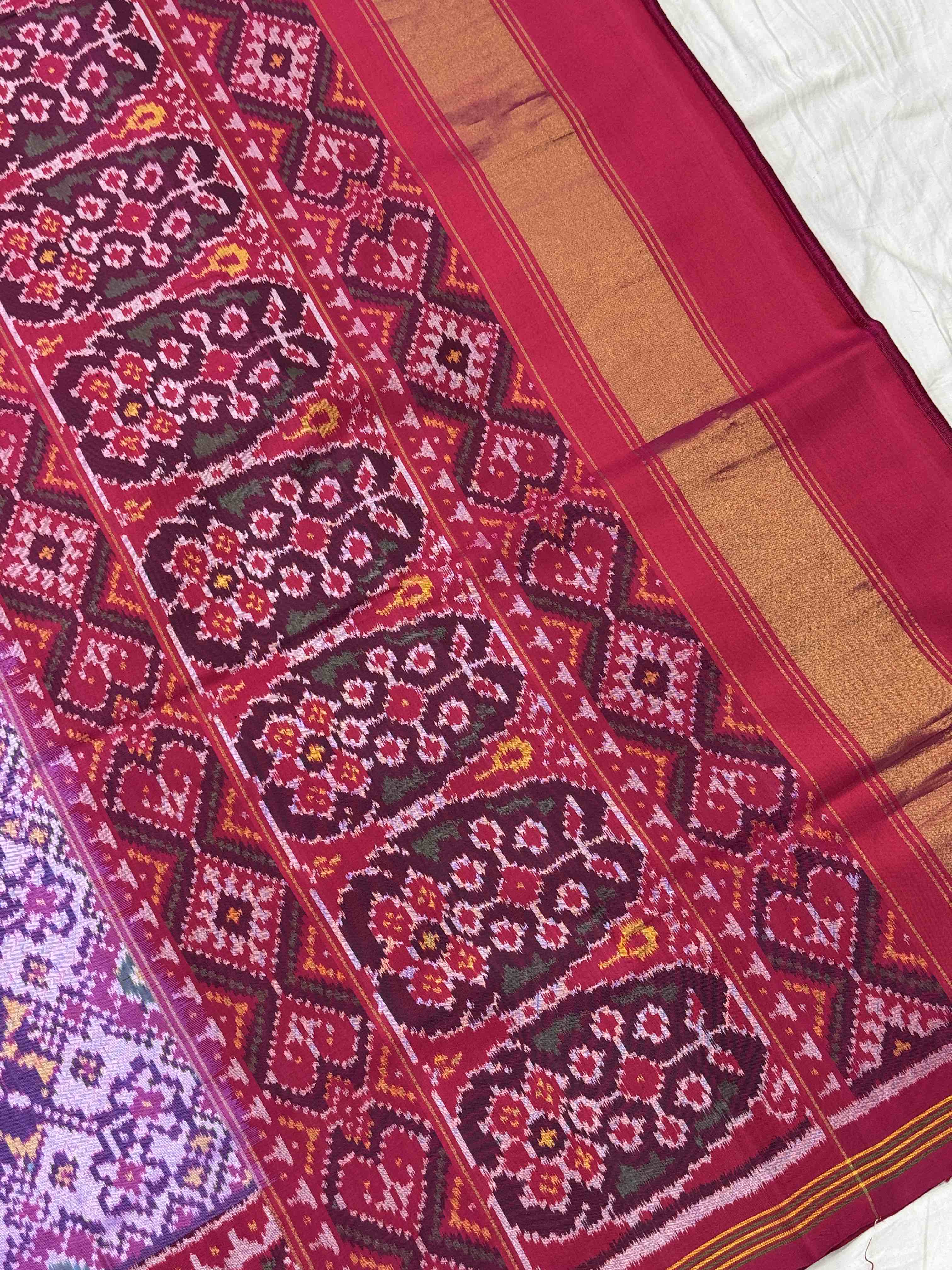 Pink & pastel purple navratan Patola Saree