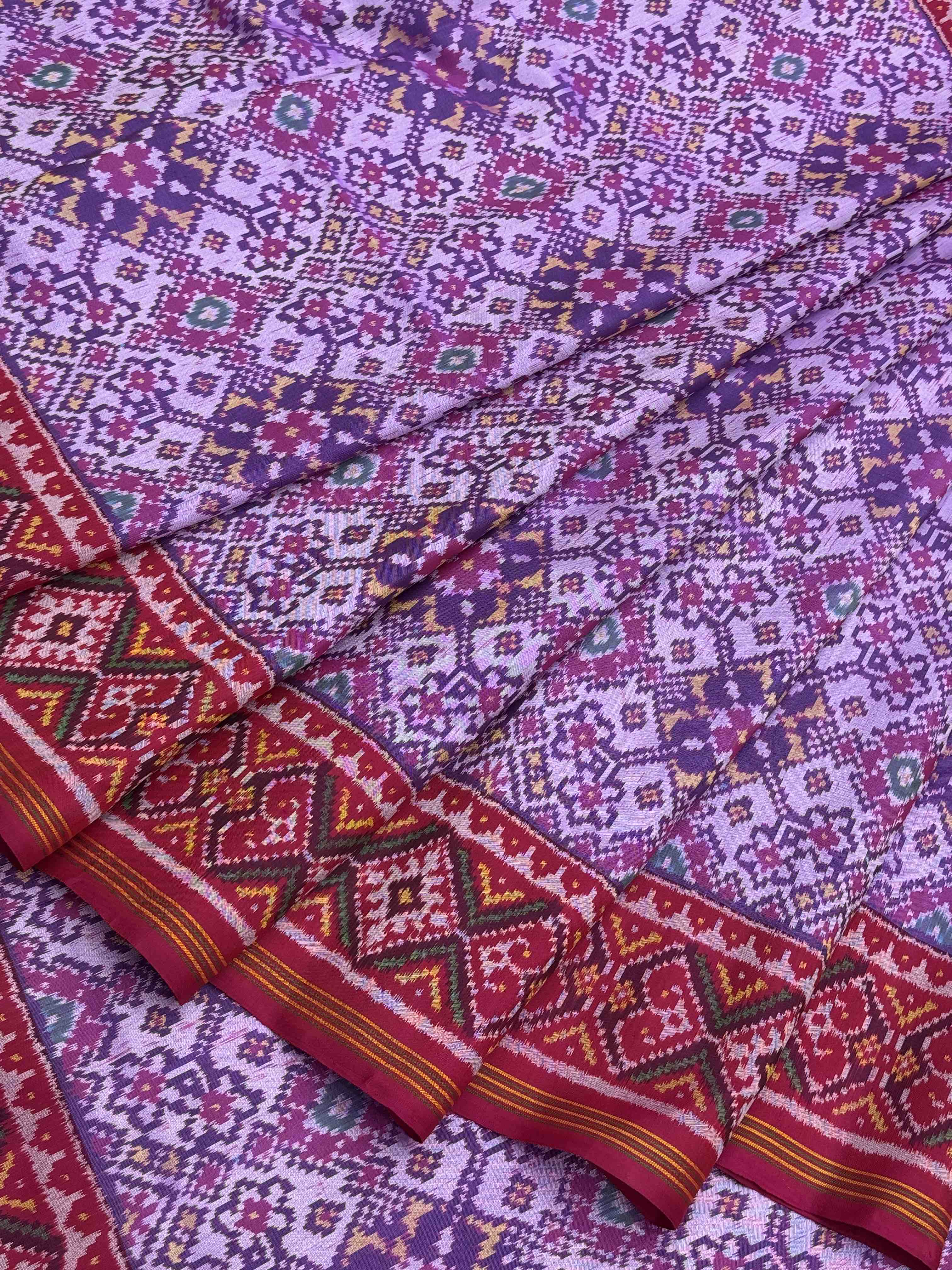 Pink & pastel purple navratan Patola Saree