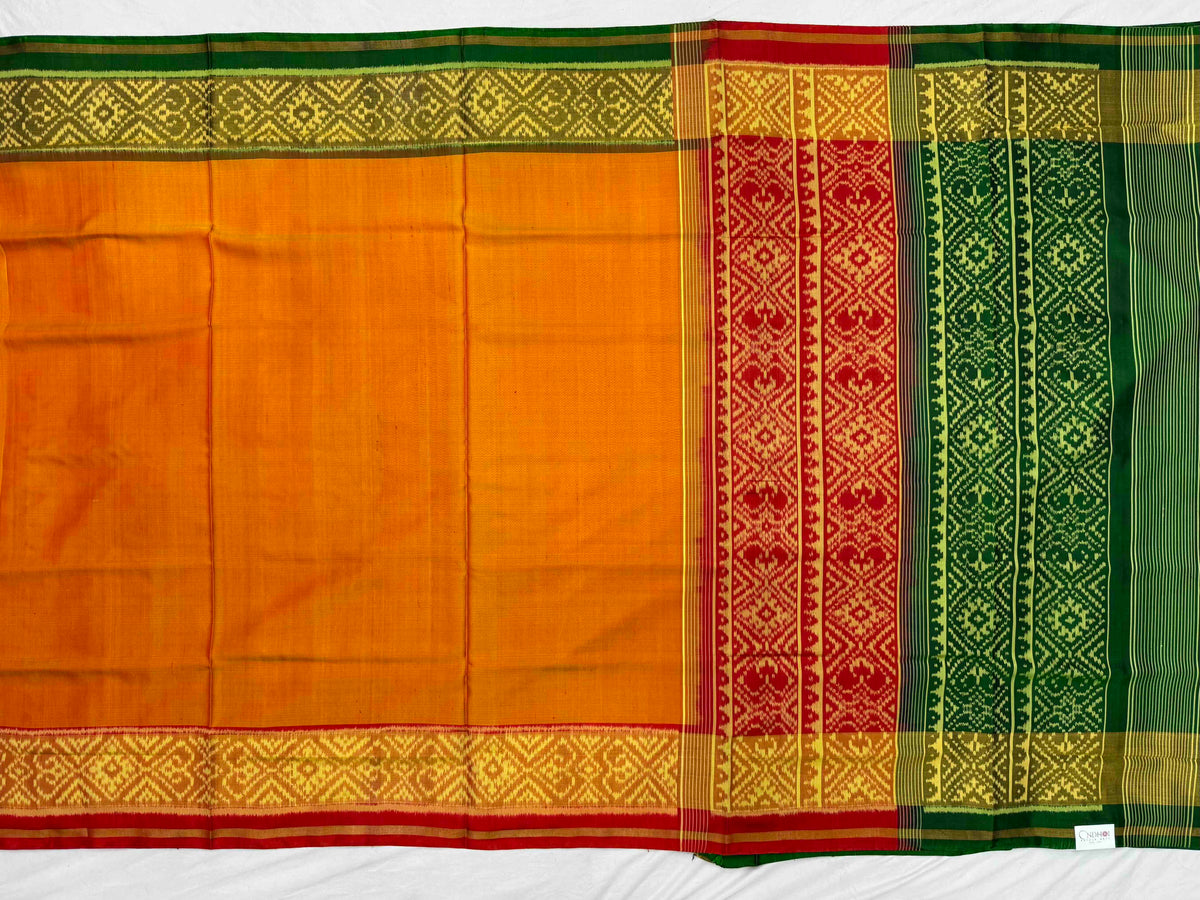 Maroon Green Musterd Ganga Jamuna plain Patola Saree