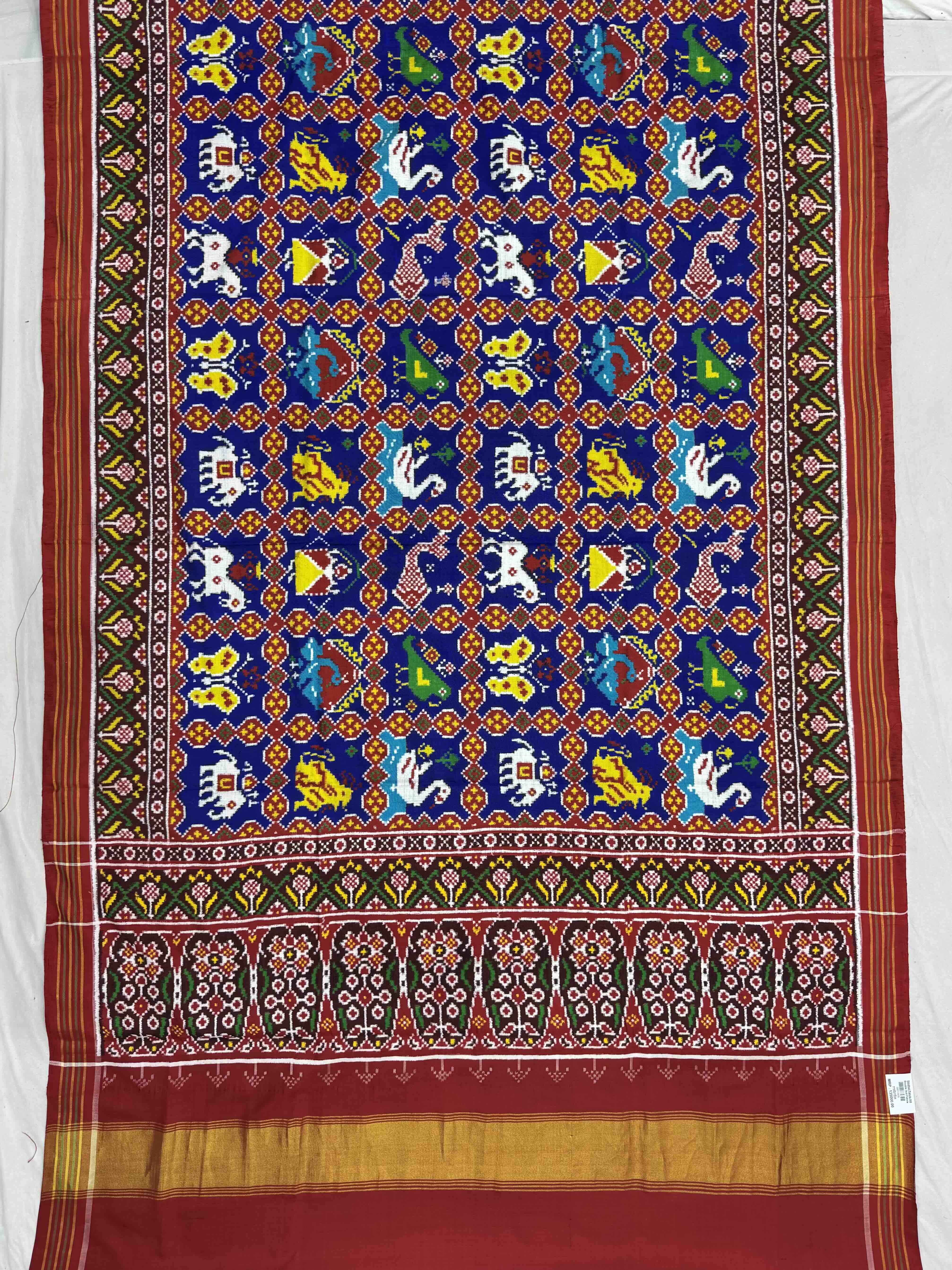 Red & Blue multi 9 figure Patan Patola