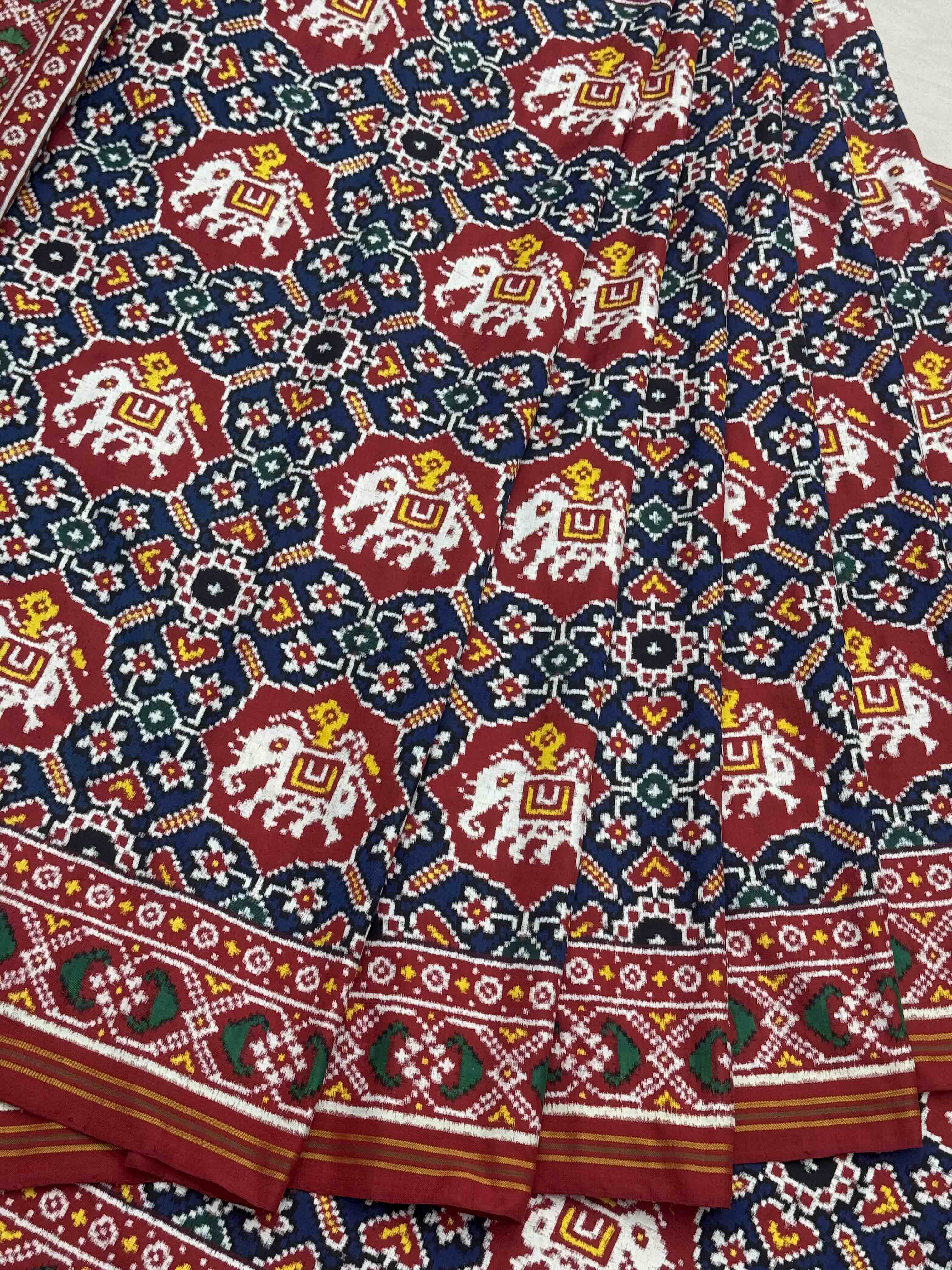 Red & Blue ambadi Hathi Patan patola