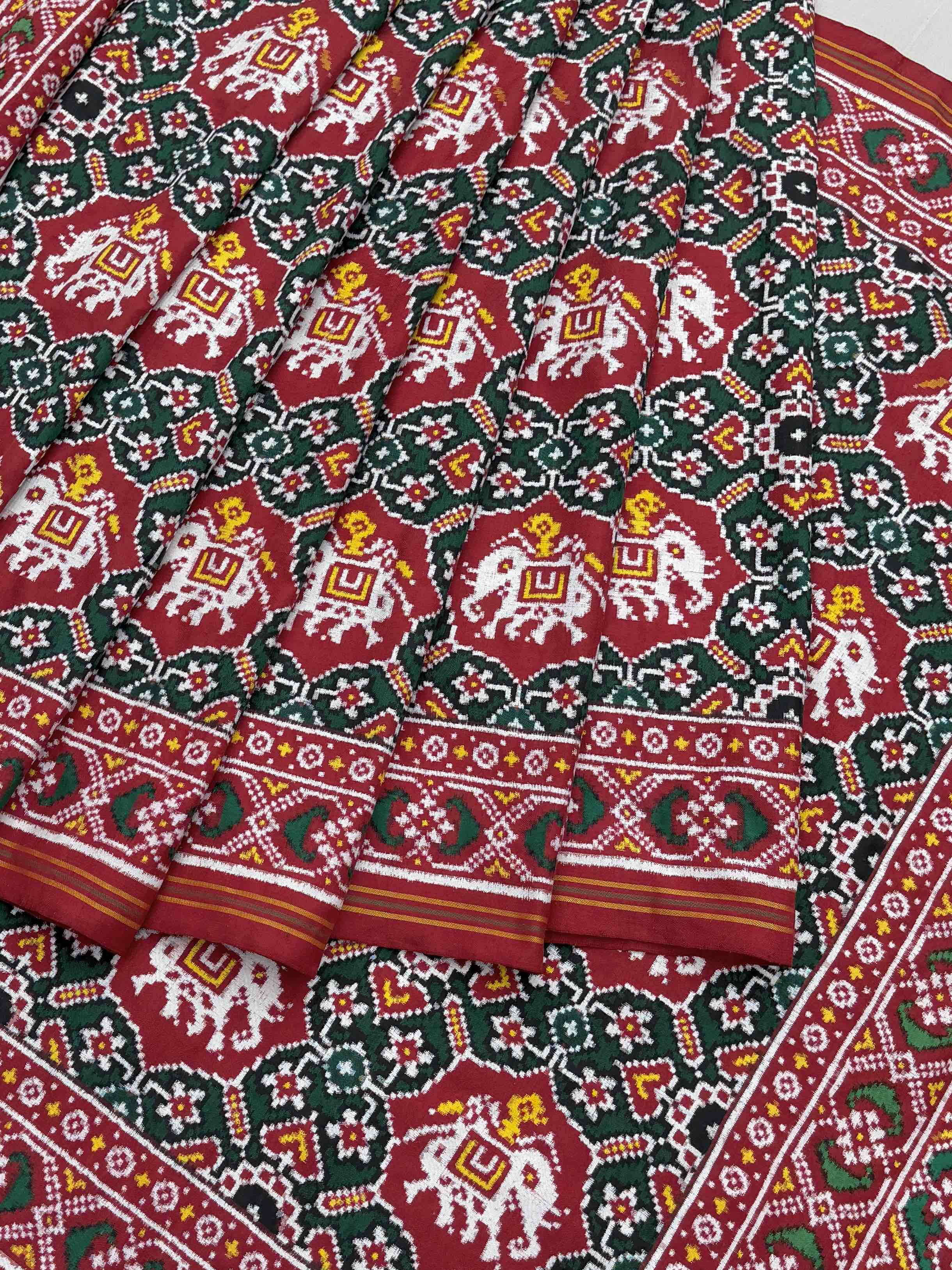 Red & Green Manekchok Hathi Patan Patola