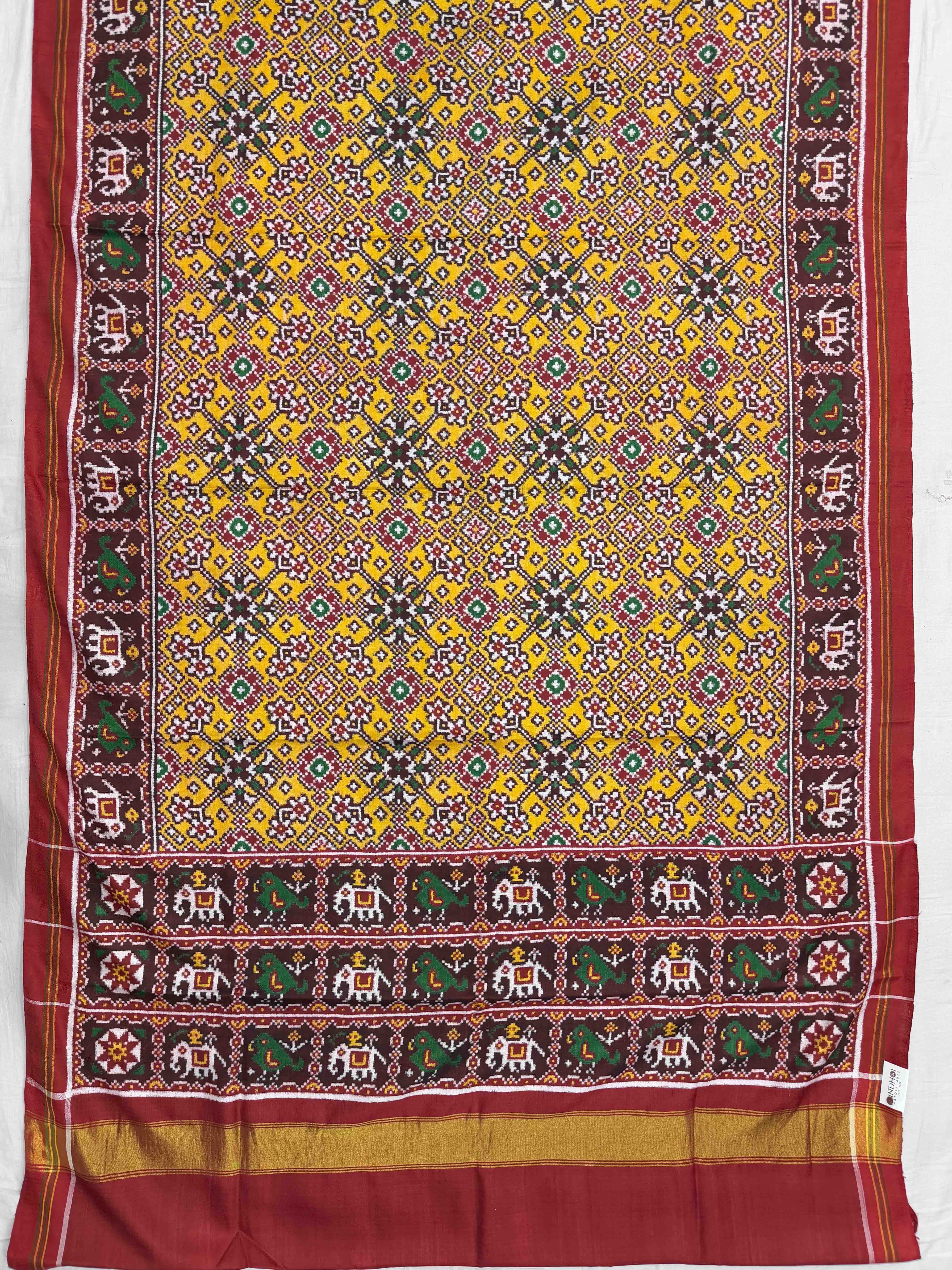 Maroon & Haldi yellow navratan Patan Patola Saree