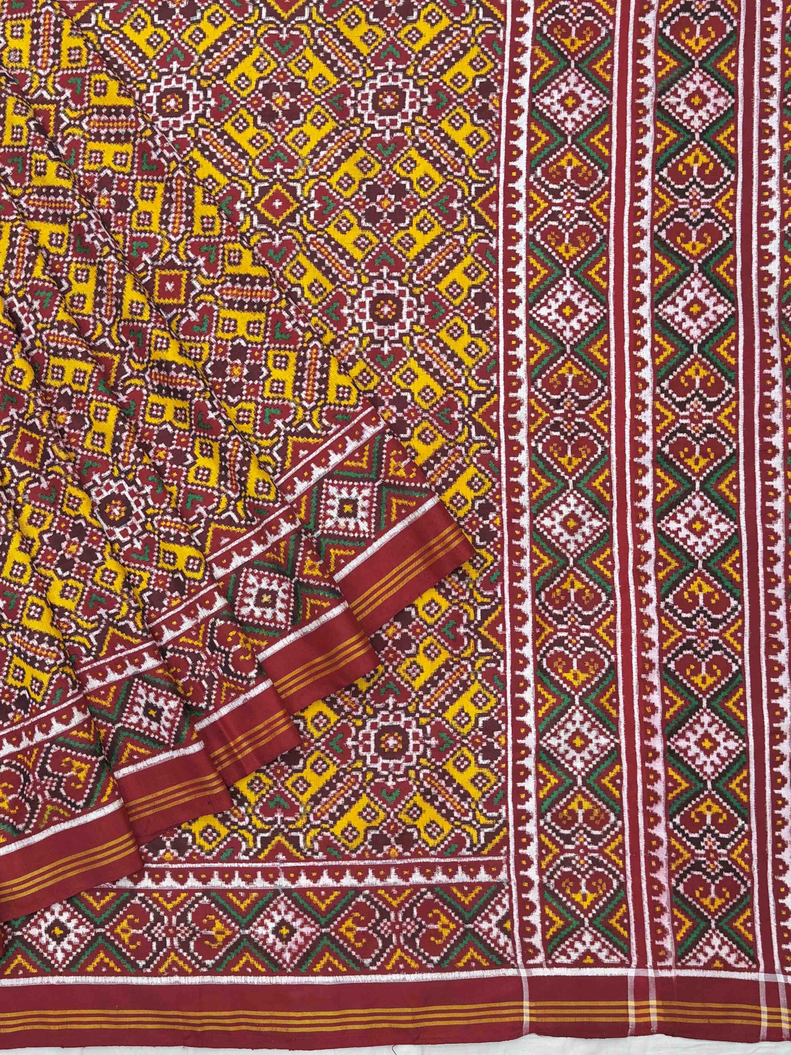 Red & Yellow manekchawk Patan Patola Saree