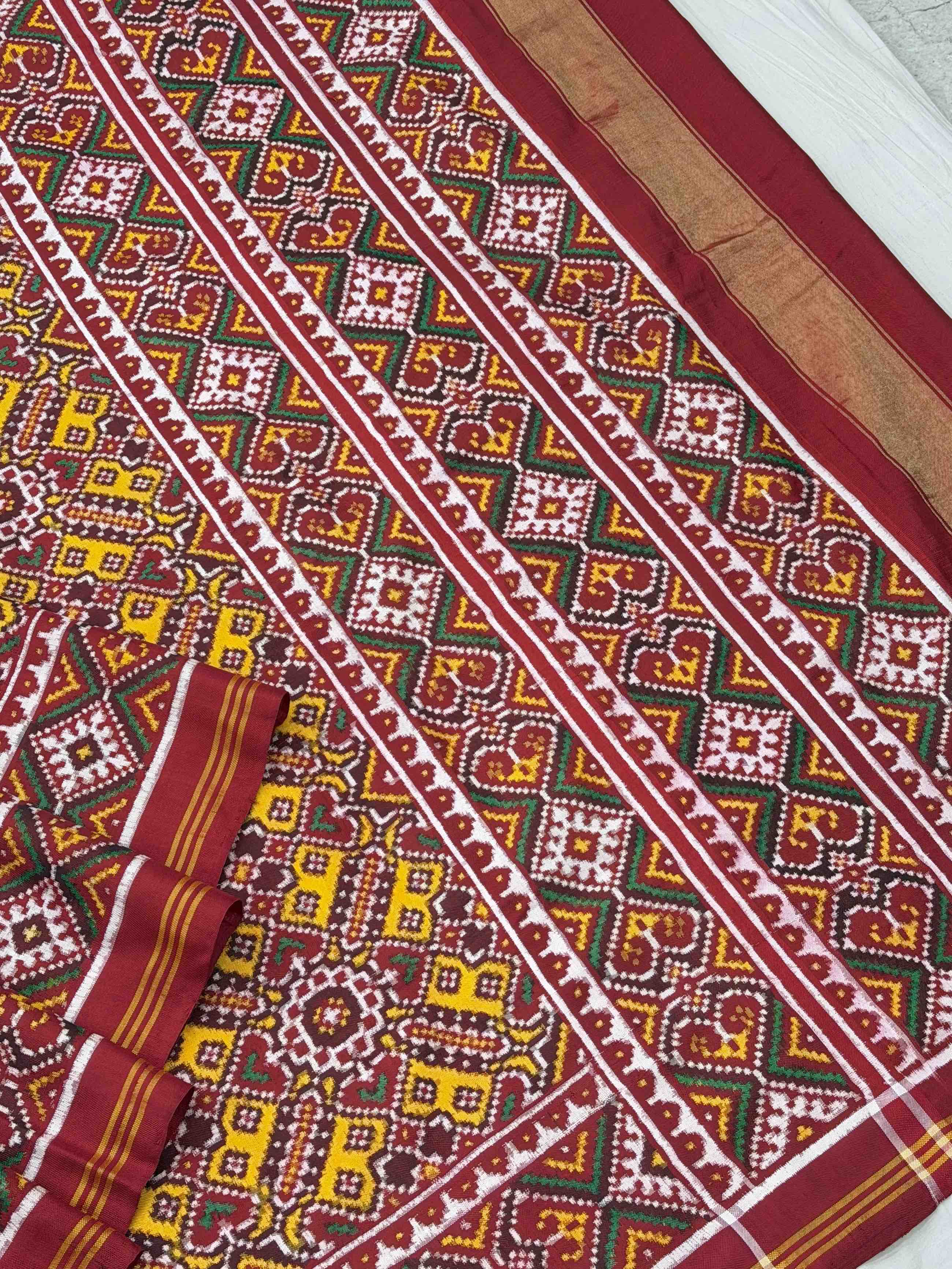 Red & Yellow manekchawk Patan Patola Saree