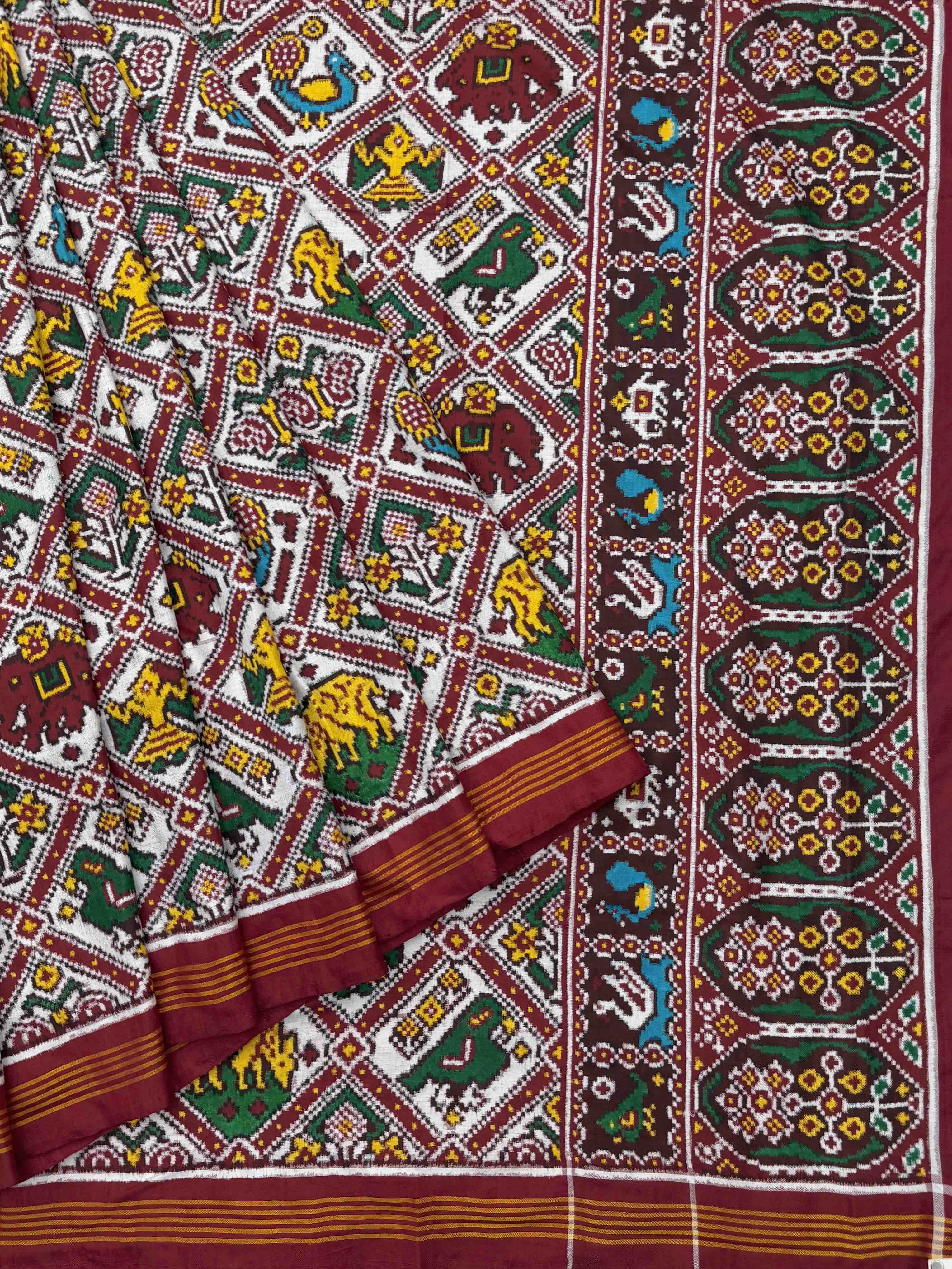 Red & white 8 figure Patan Patola Saree