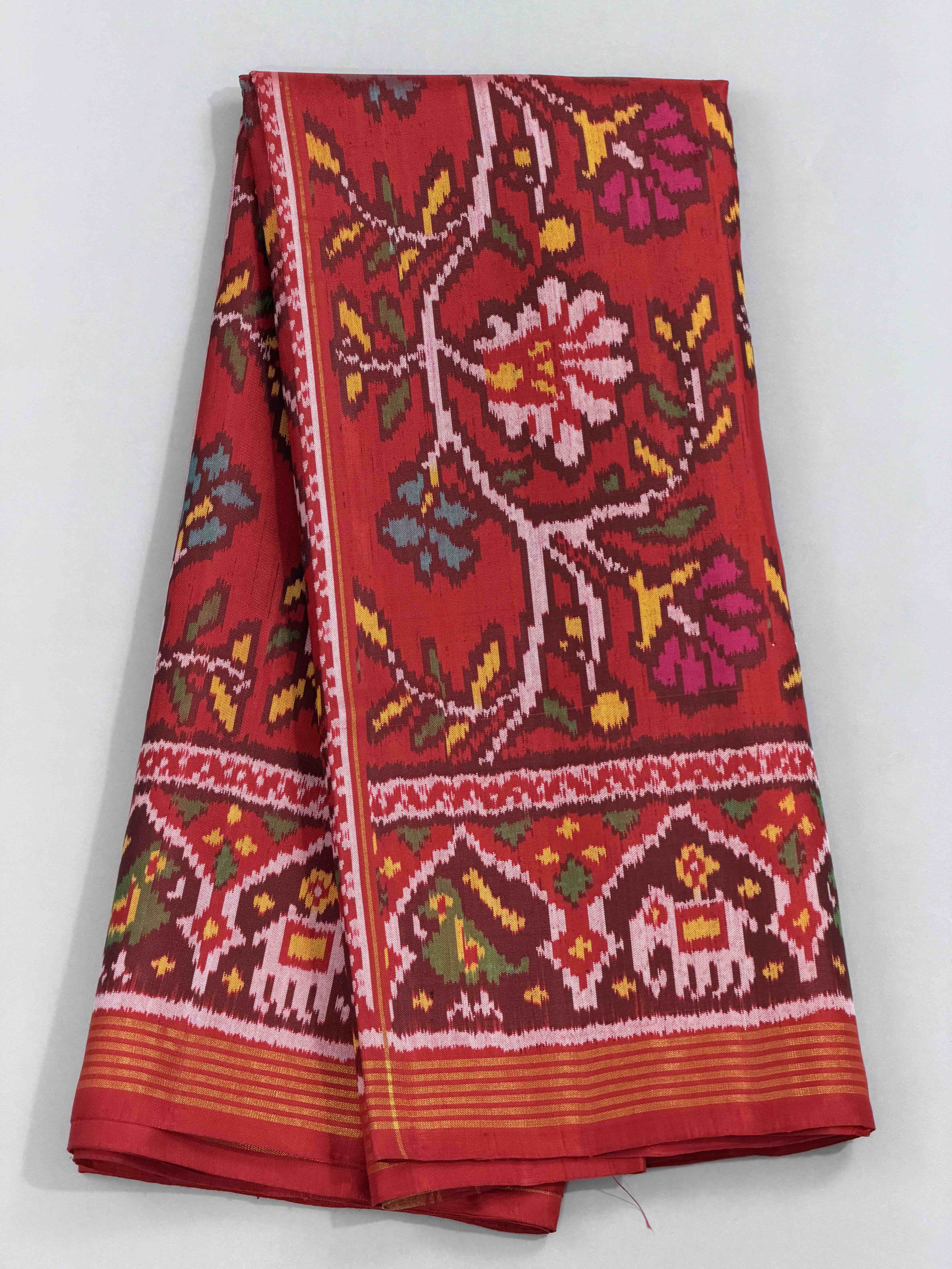 Red creeper design Single Ikat Patola Saree