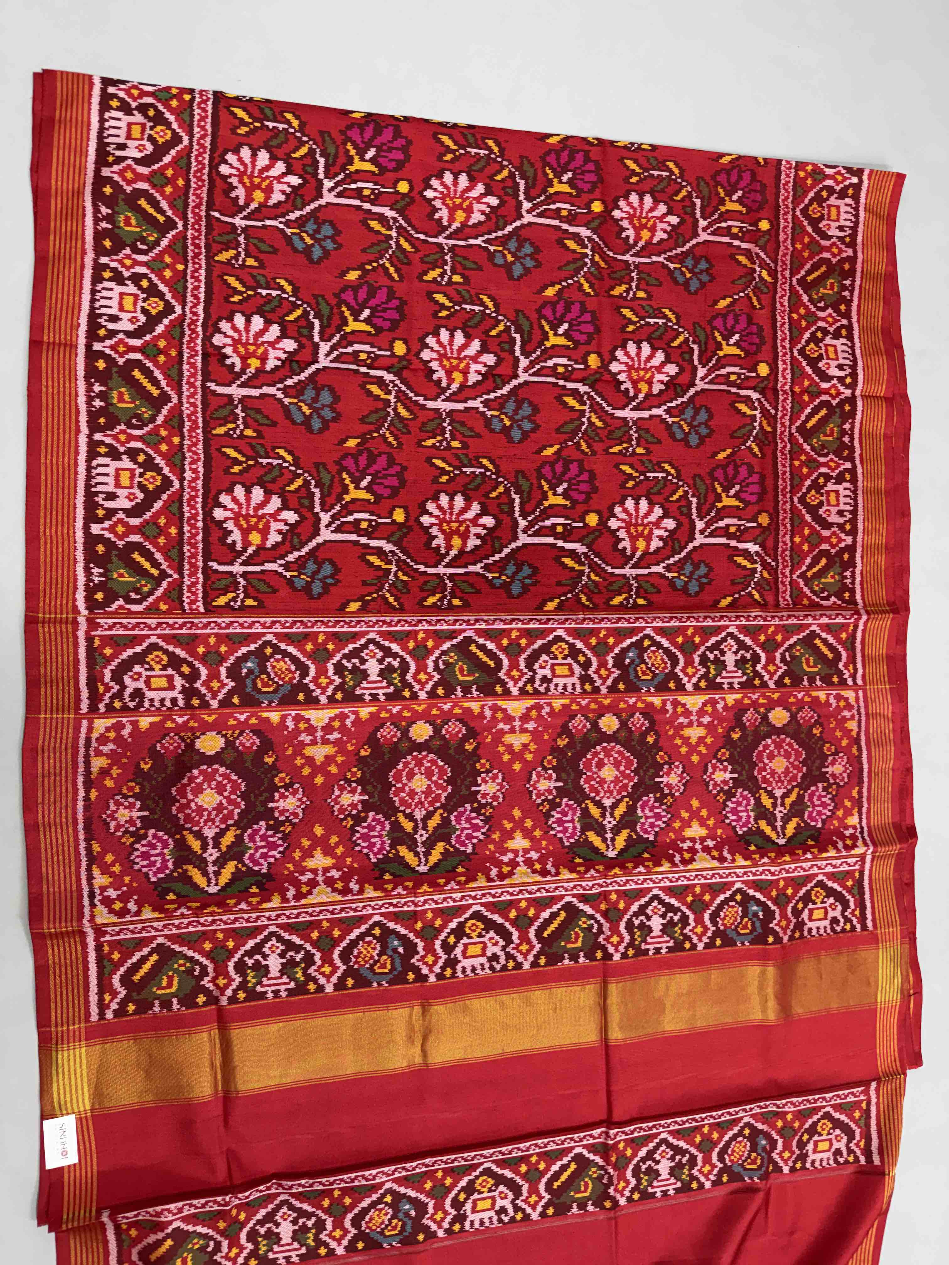 Red creeper design Single Ikat Patola Saree