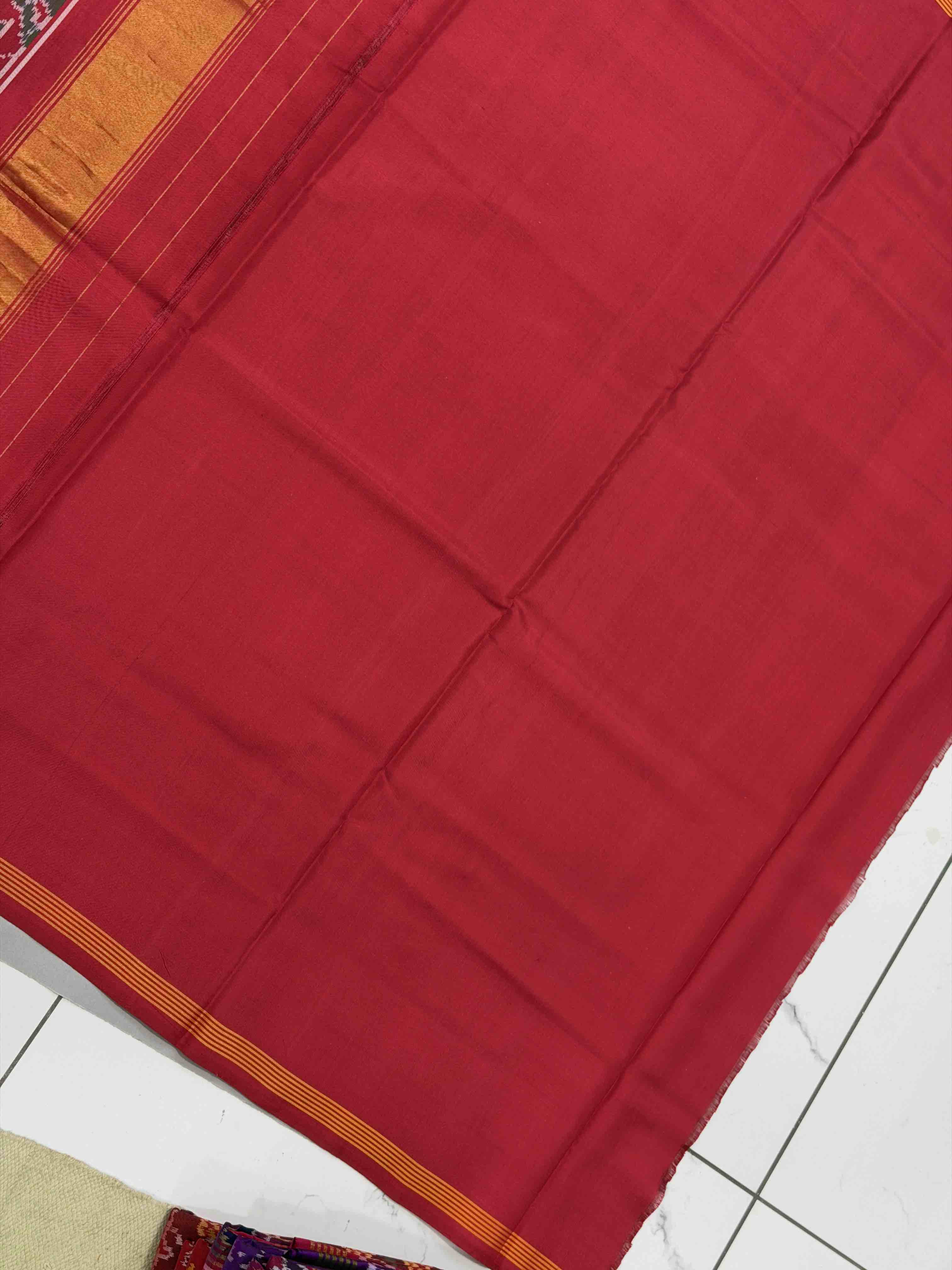 Maroon & light pink Figure design Patola Saree