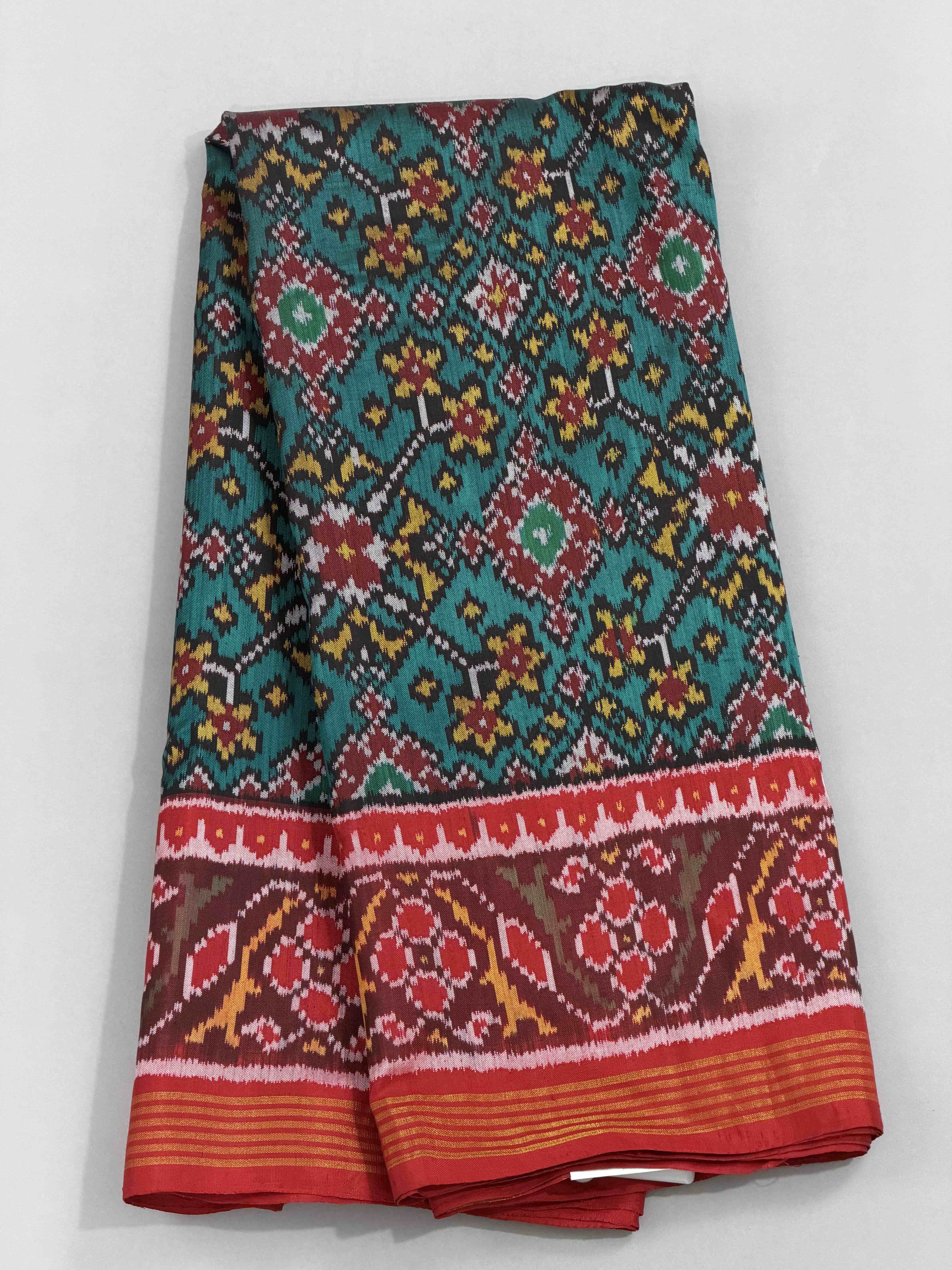 Red & Sea Green Navaratan Patola Saree