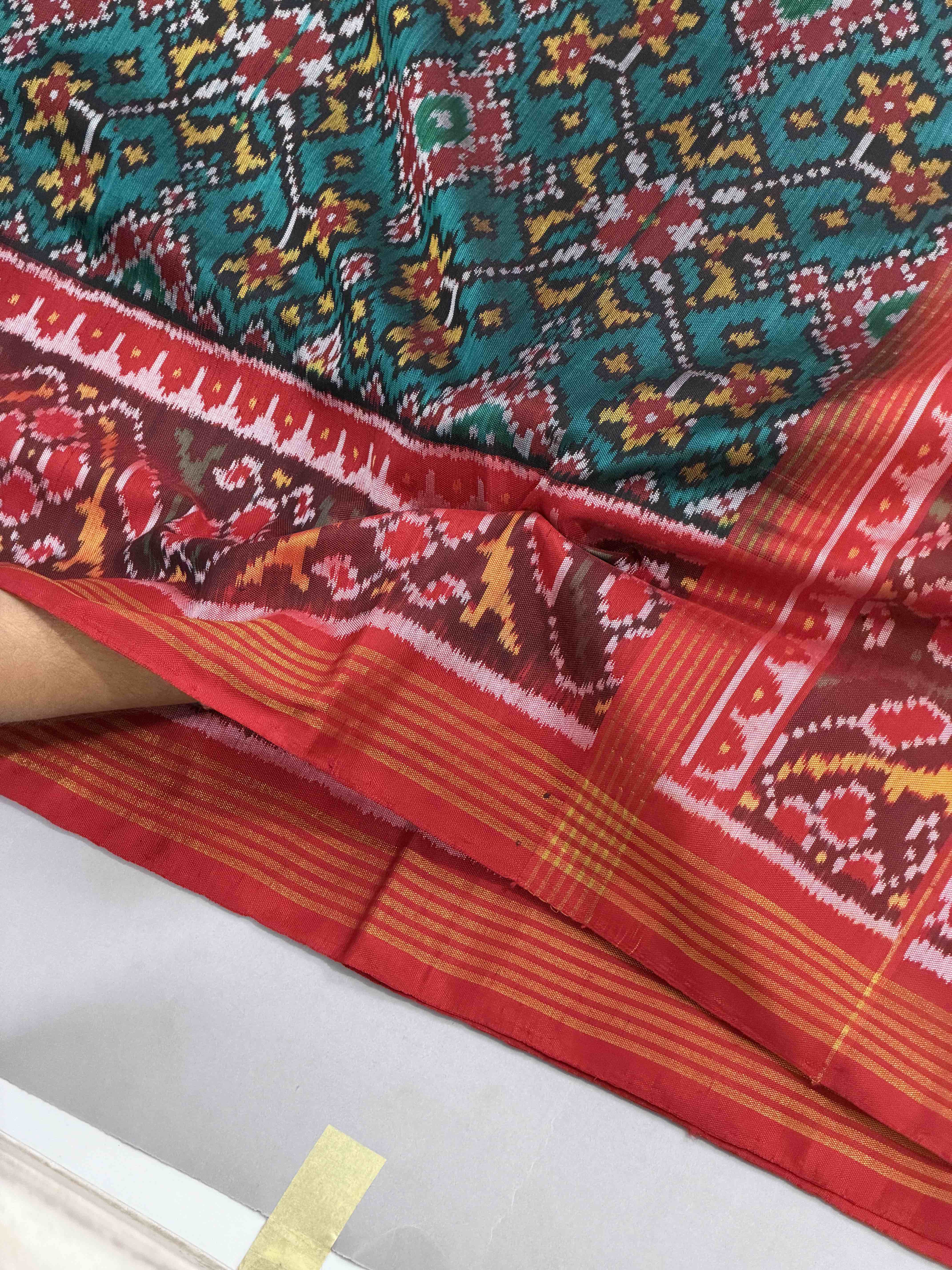 Red & Sea Green Navaratan Patola Saree