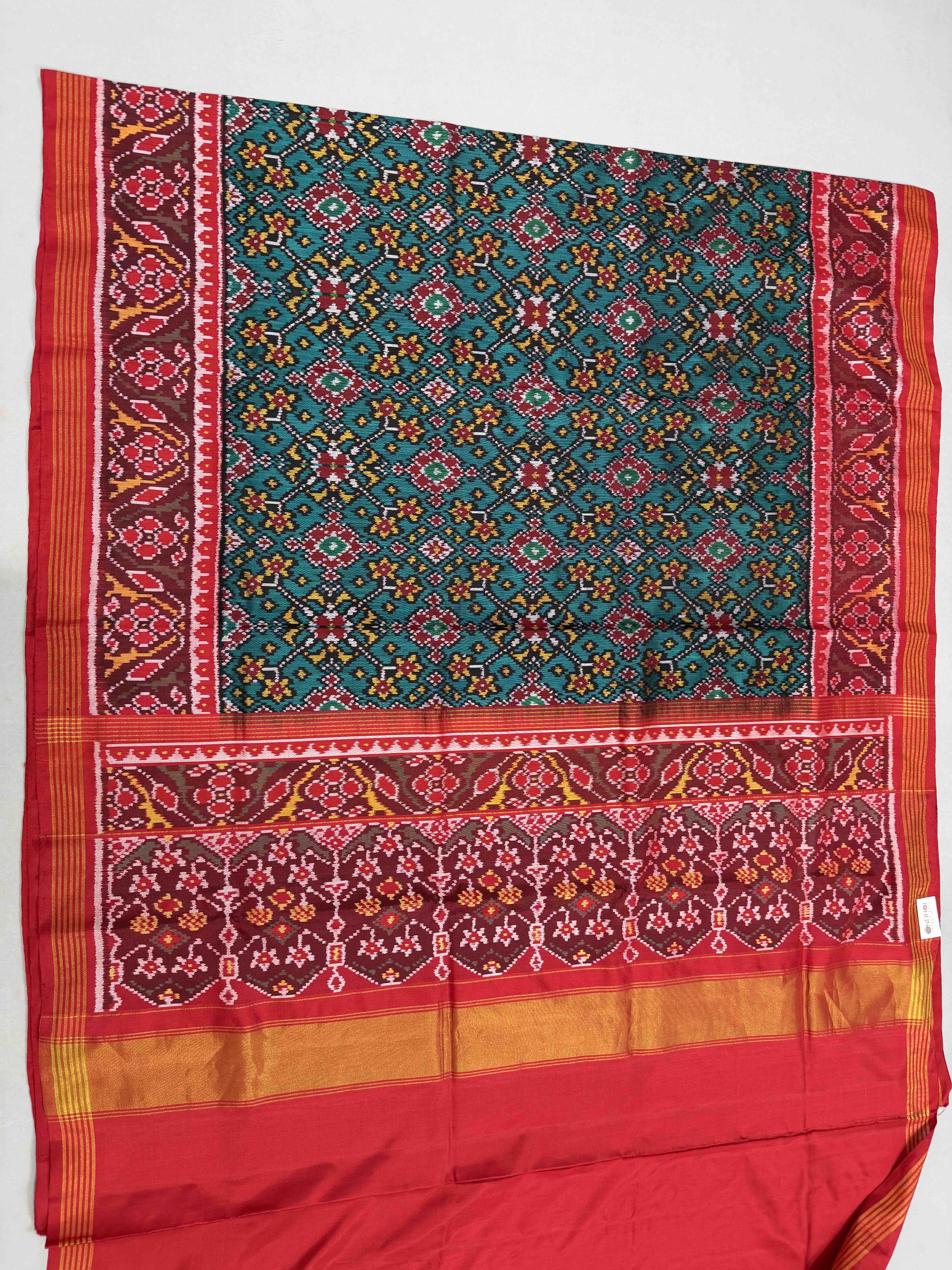 Red & Sea Green Navaratan Patola Saree