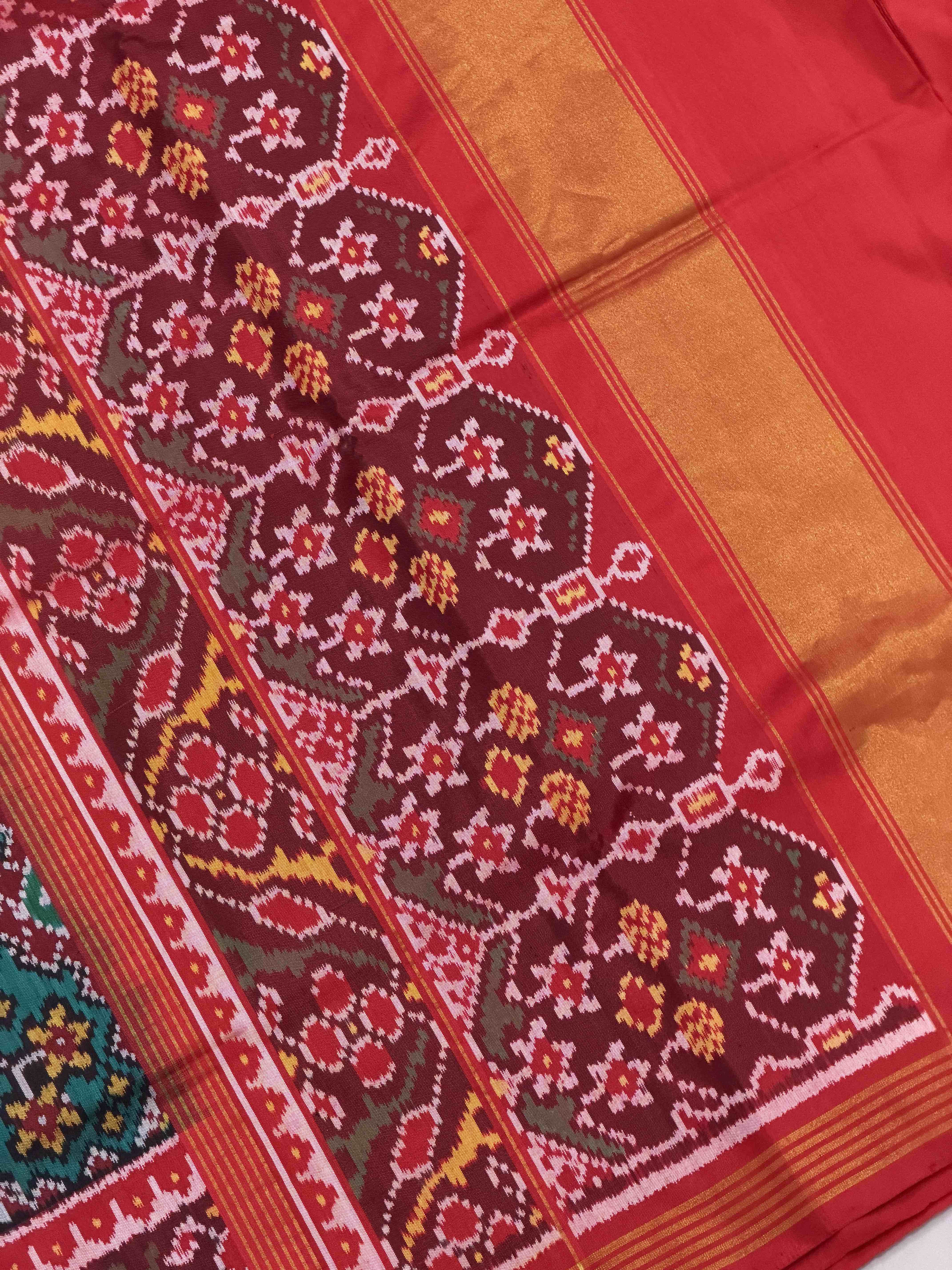 Red & Sea Green Navaratan Patola Saree