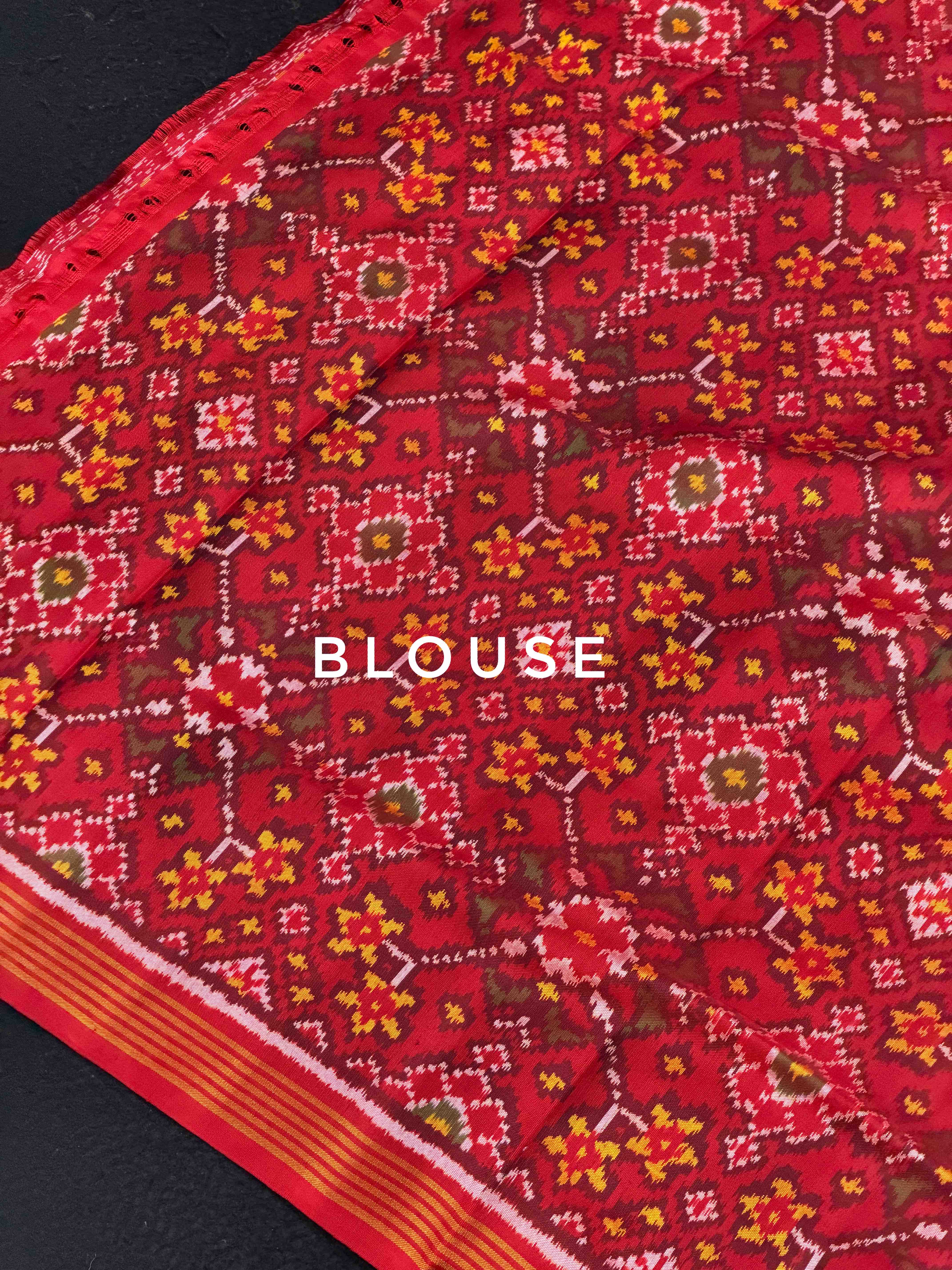 Red plain Gala Border Patola Saree