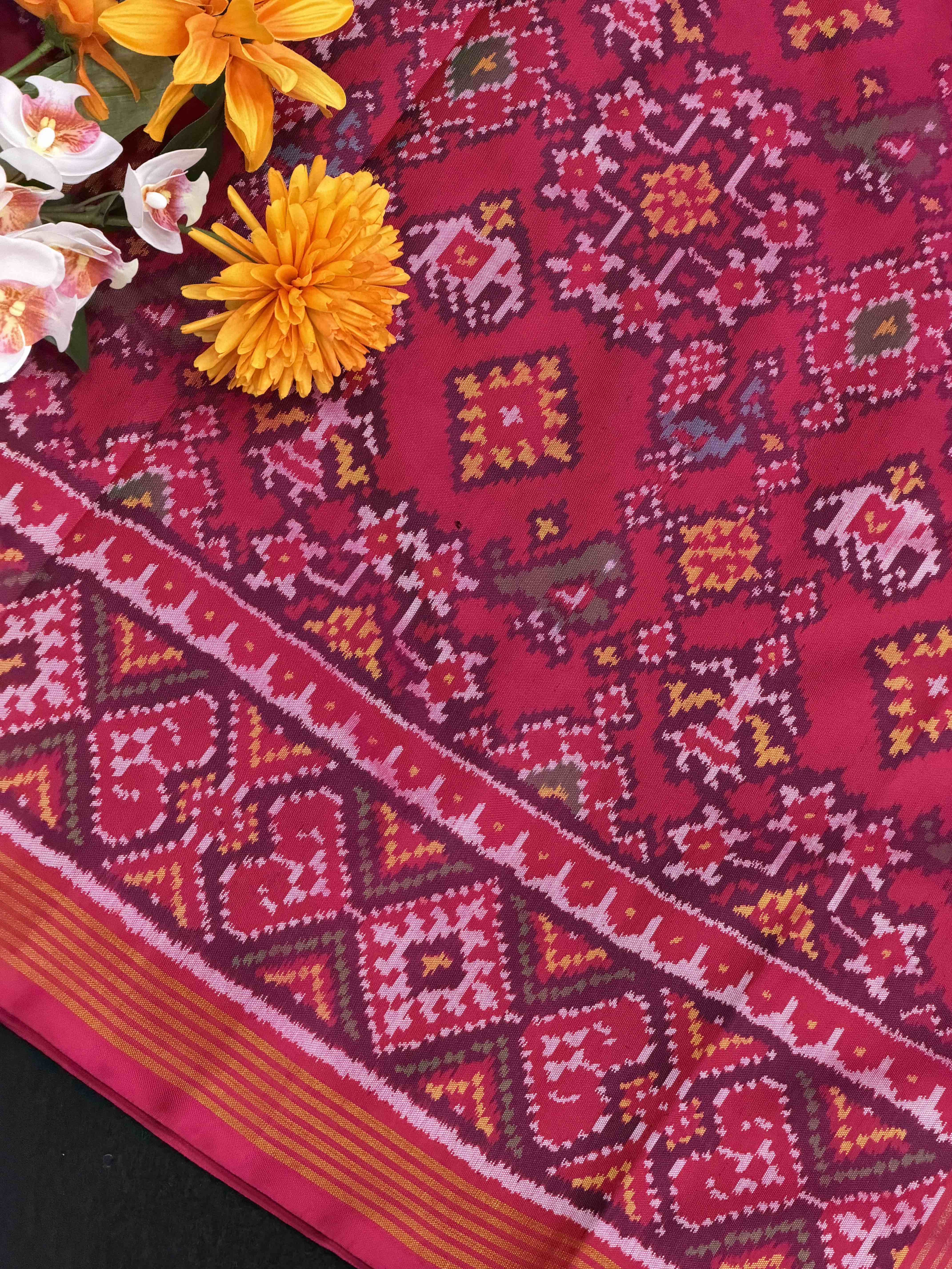 Pink Navratan Narikunj Design Patola Saree