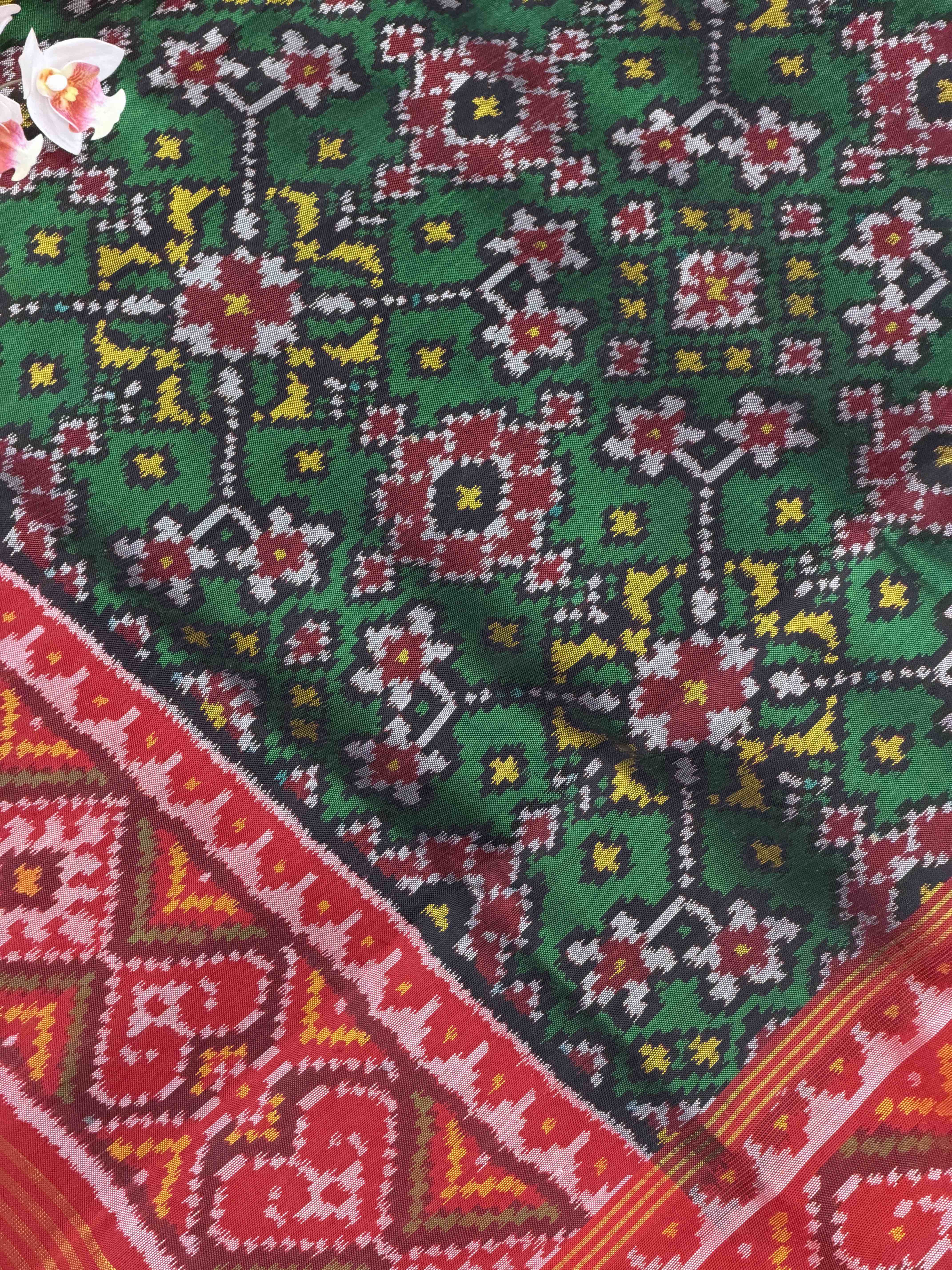 Red & Green Navaratan Patola Saree
