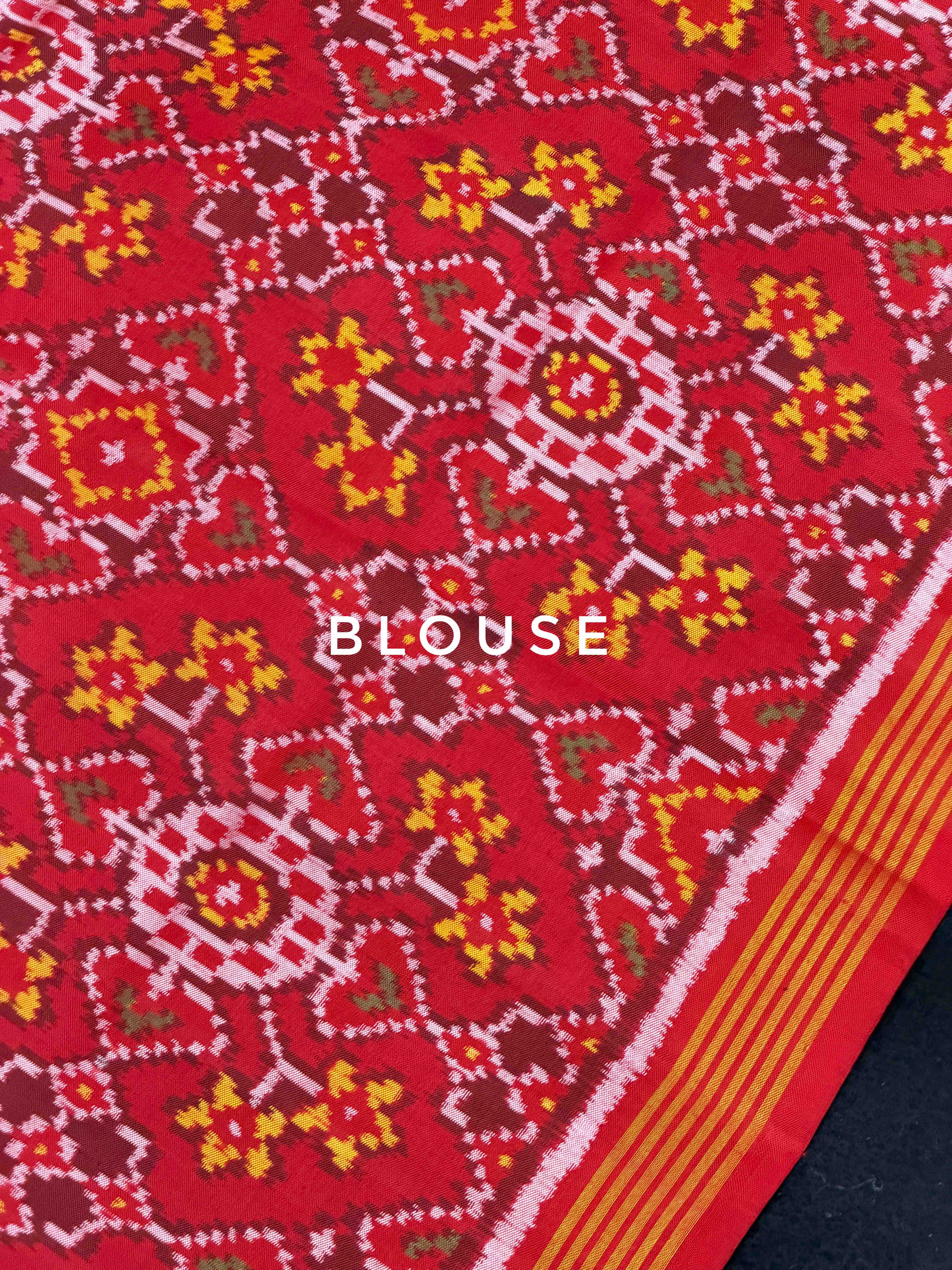 Red & Musterd plan Gala border Patola Saree