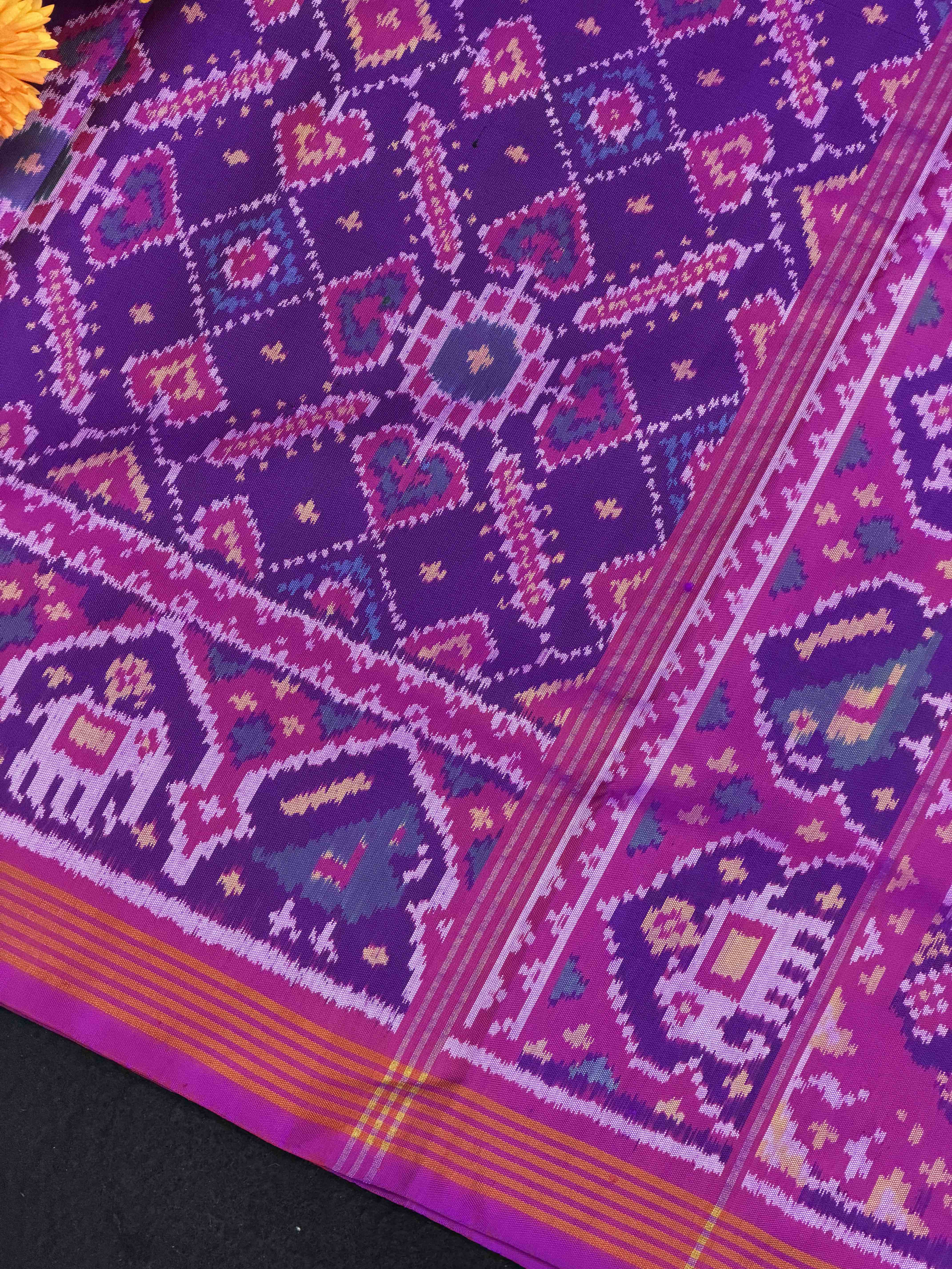 Purple Pink Manekchawk Patola Saree