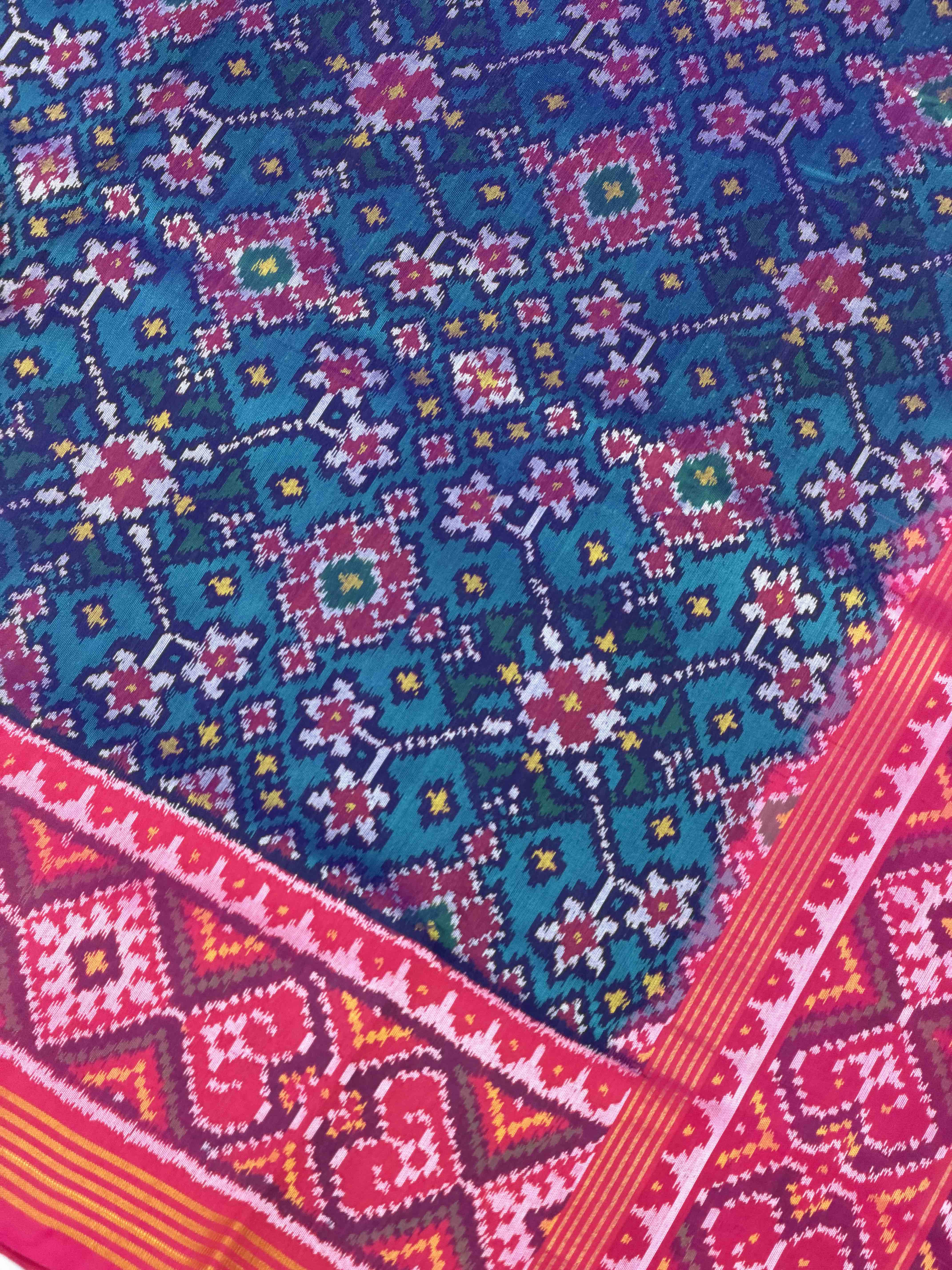 Pink & Turquoise Navaratan Patola Saree