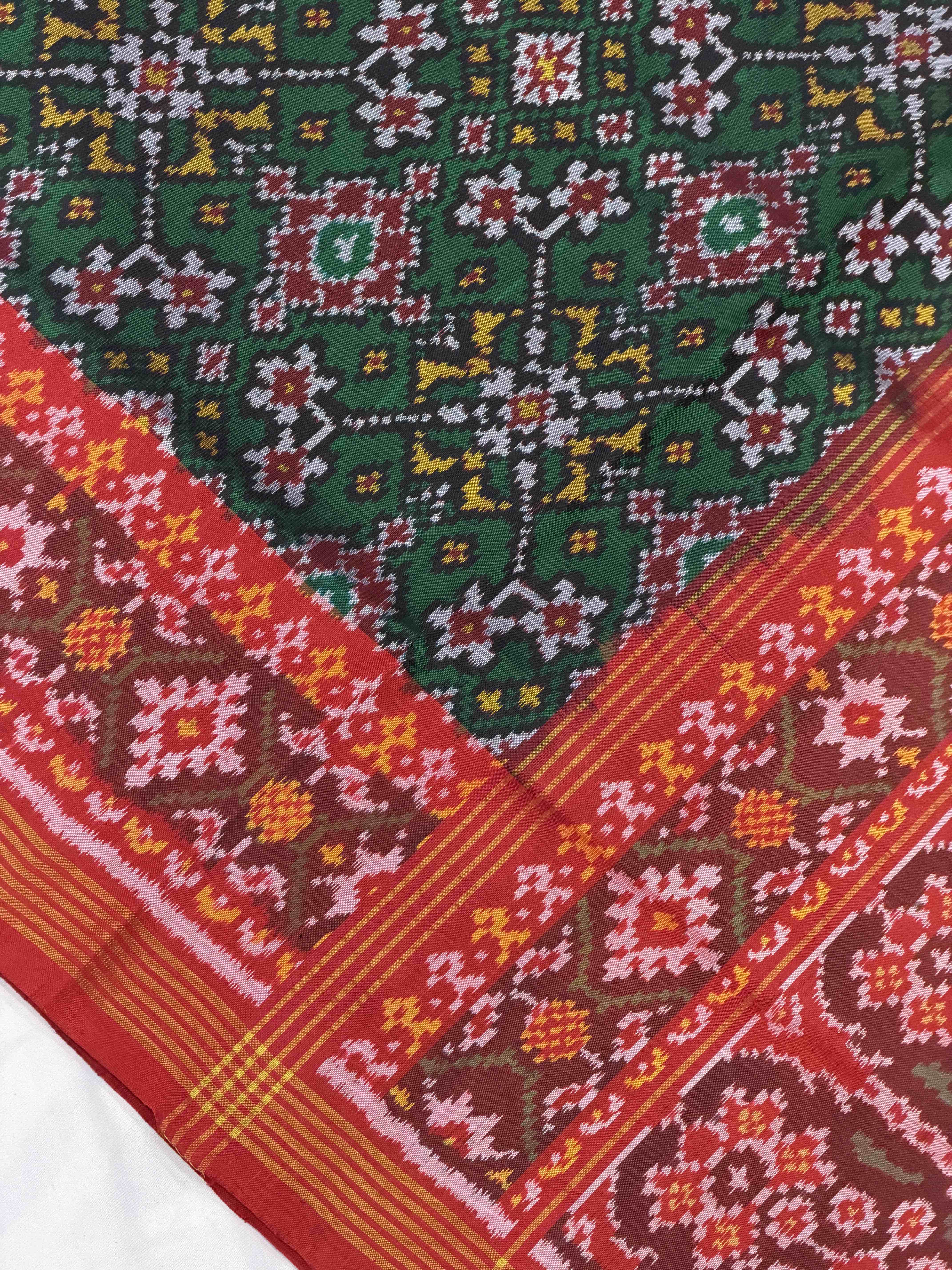 Red & Green Navaratan Patola Saree