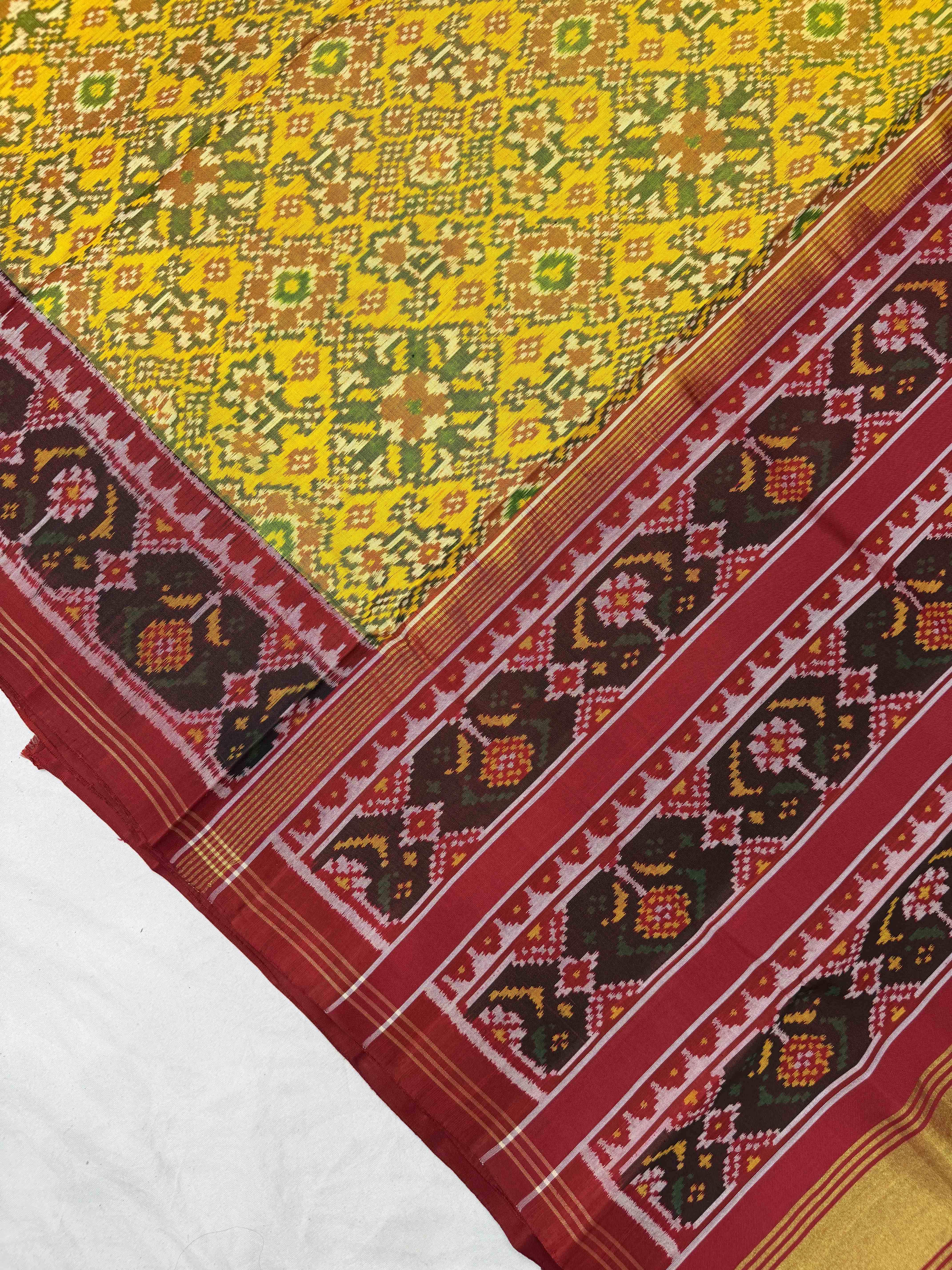 Red & yellow navaratan Patola Saree