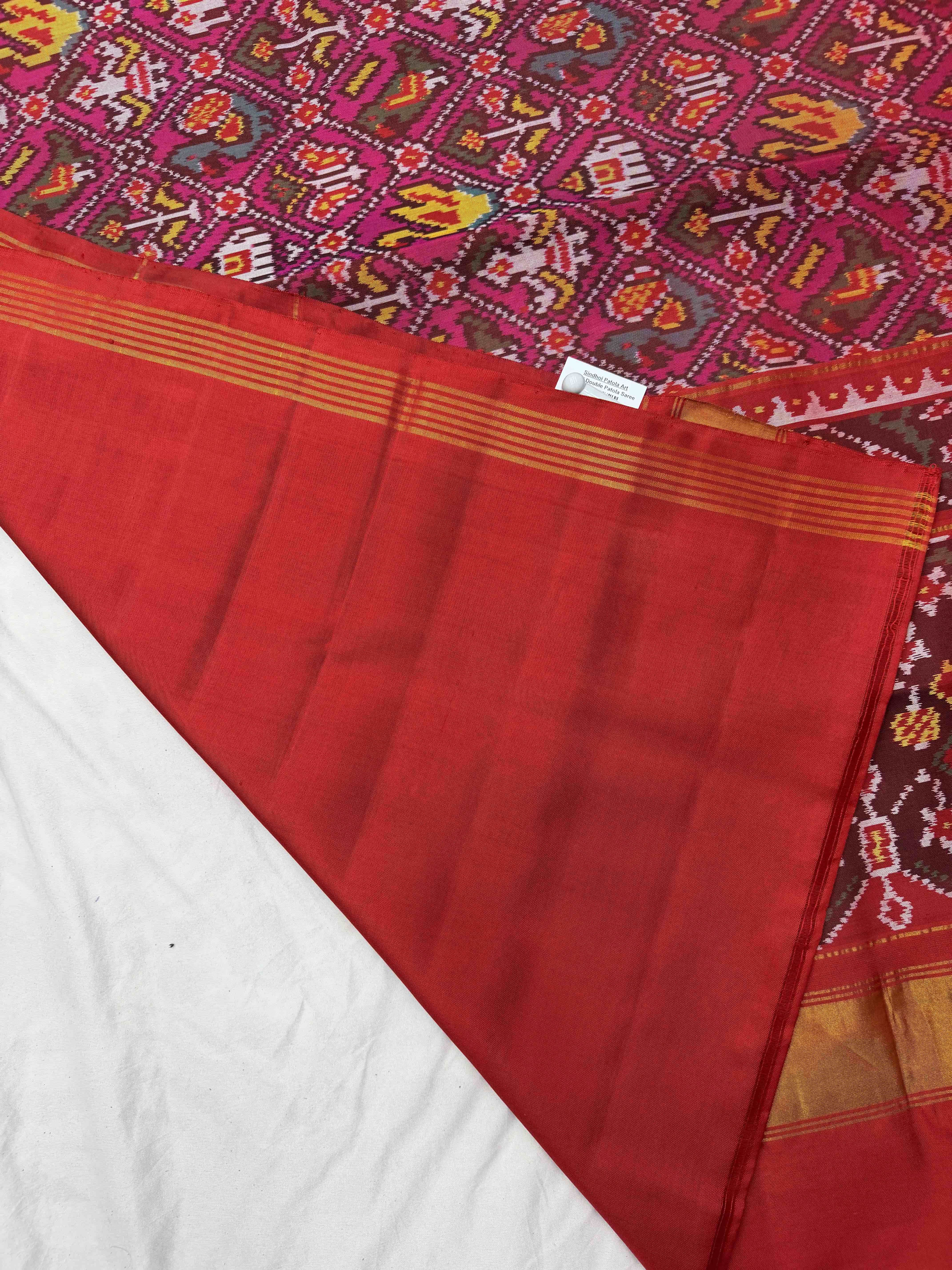 Red & Pink narikunj Patola Saree
