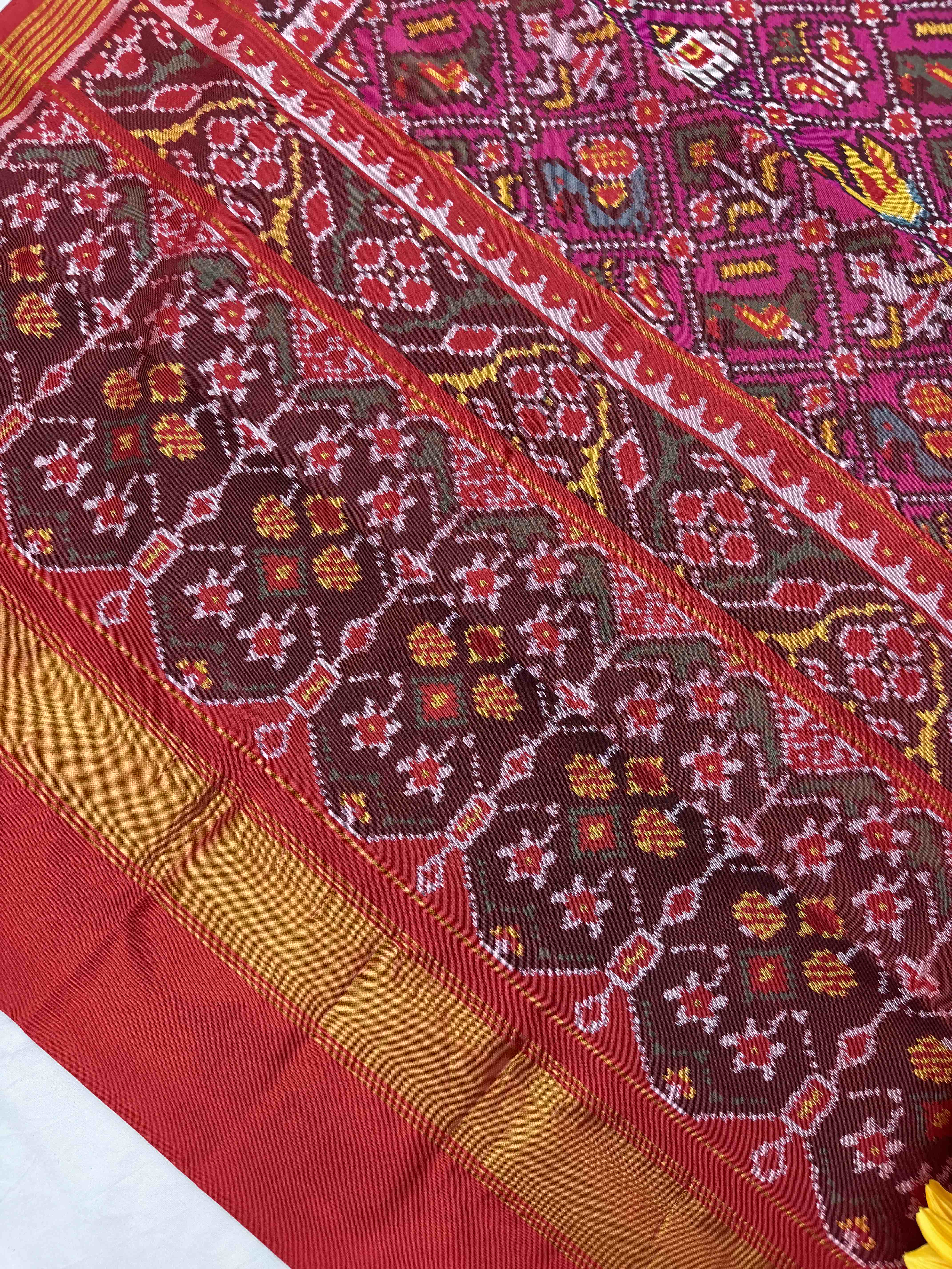 Red & Pink narikunj Patola Saree