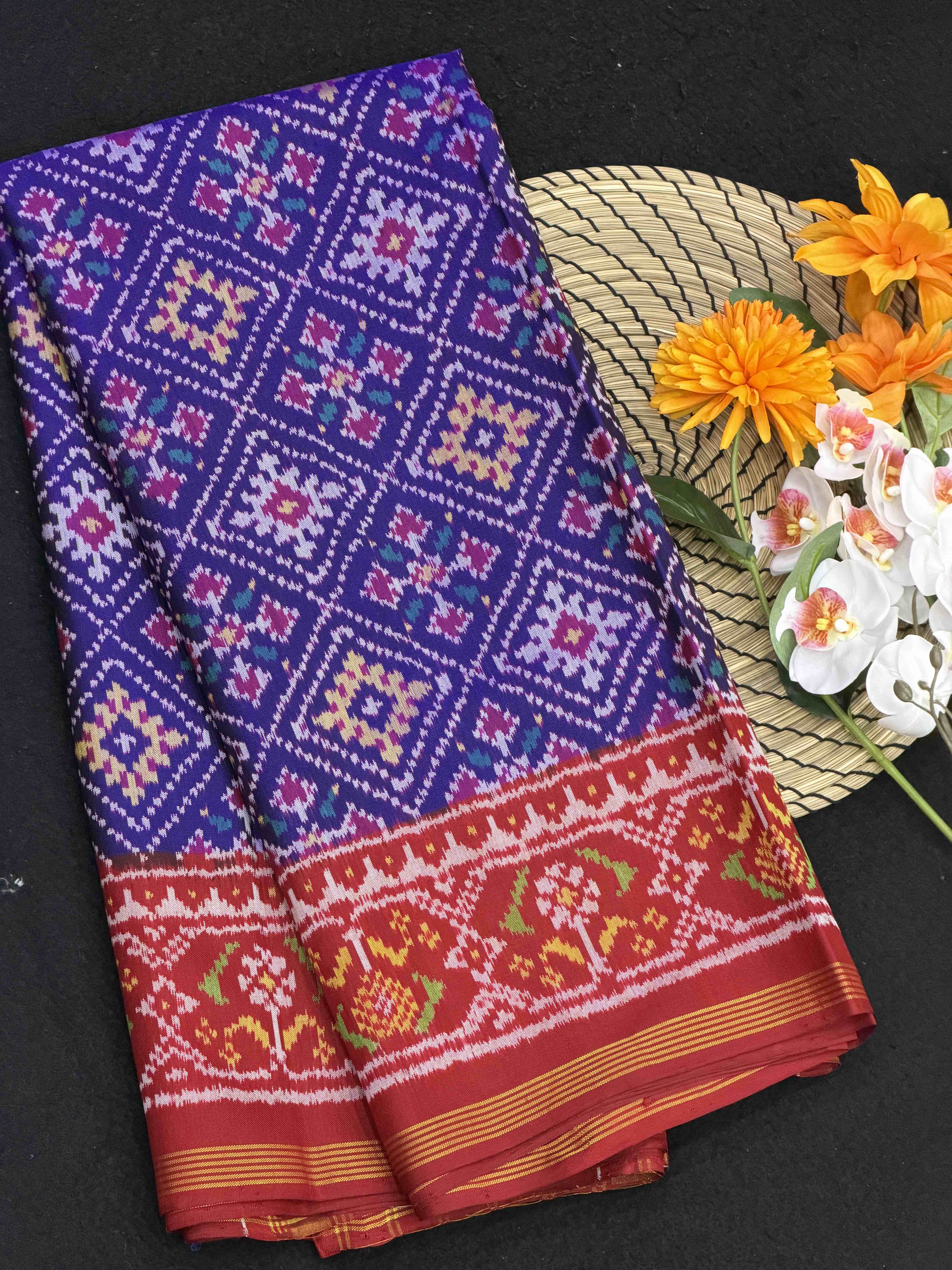 Red & Blue Panchanda Patola Saree