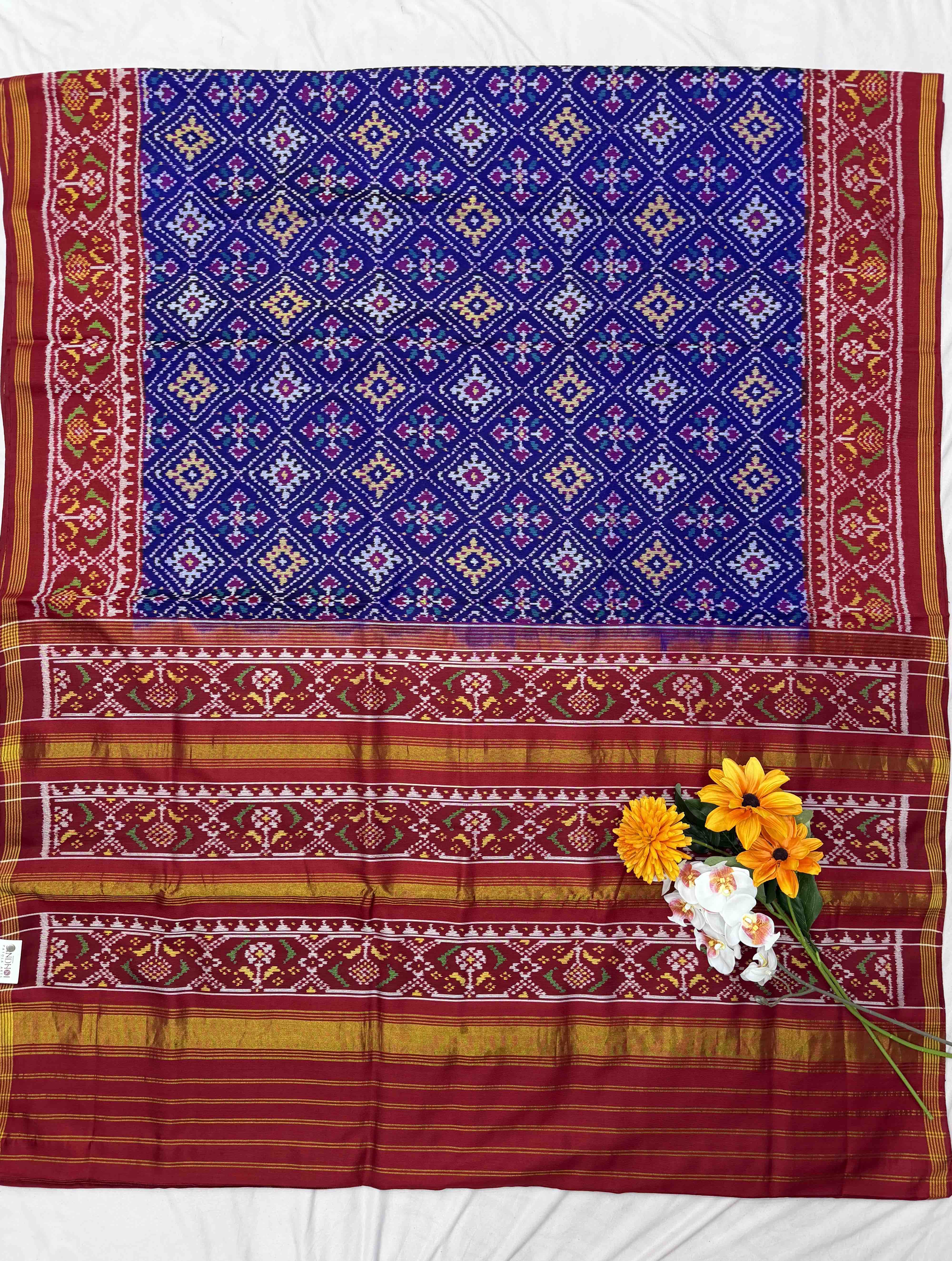 Red & Blue Panchanda Patola Saree