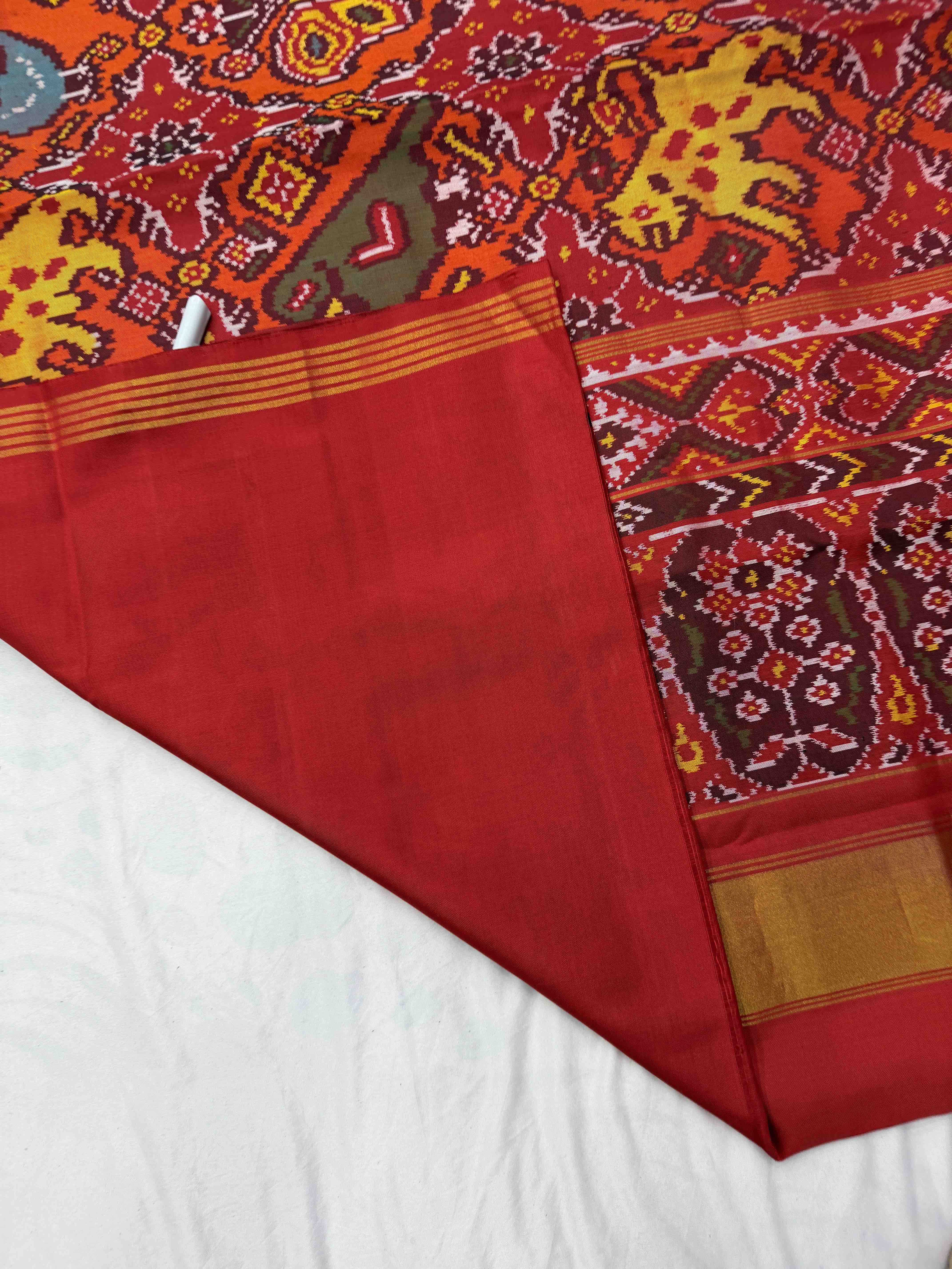 Red & orange figure Design Patola Saree