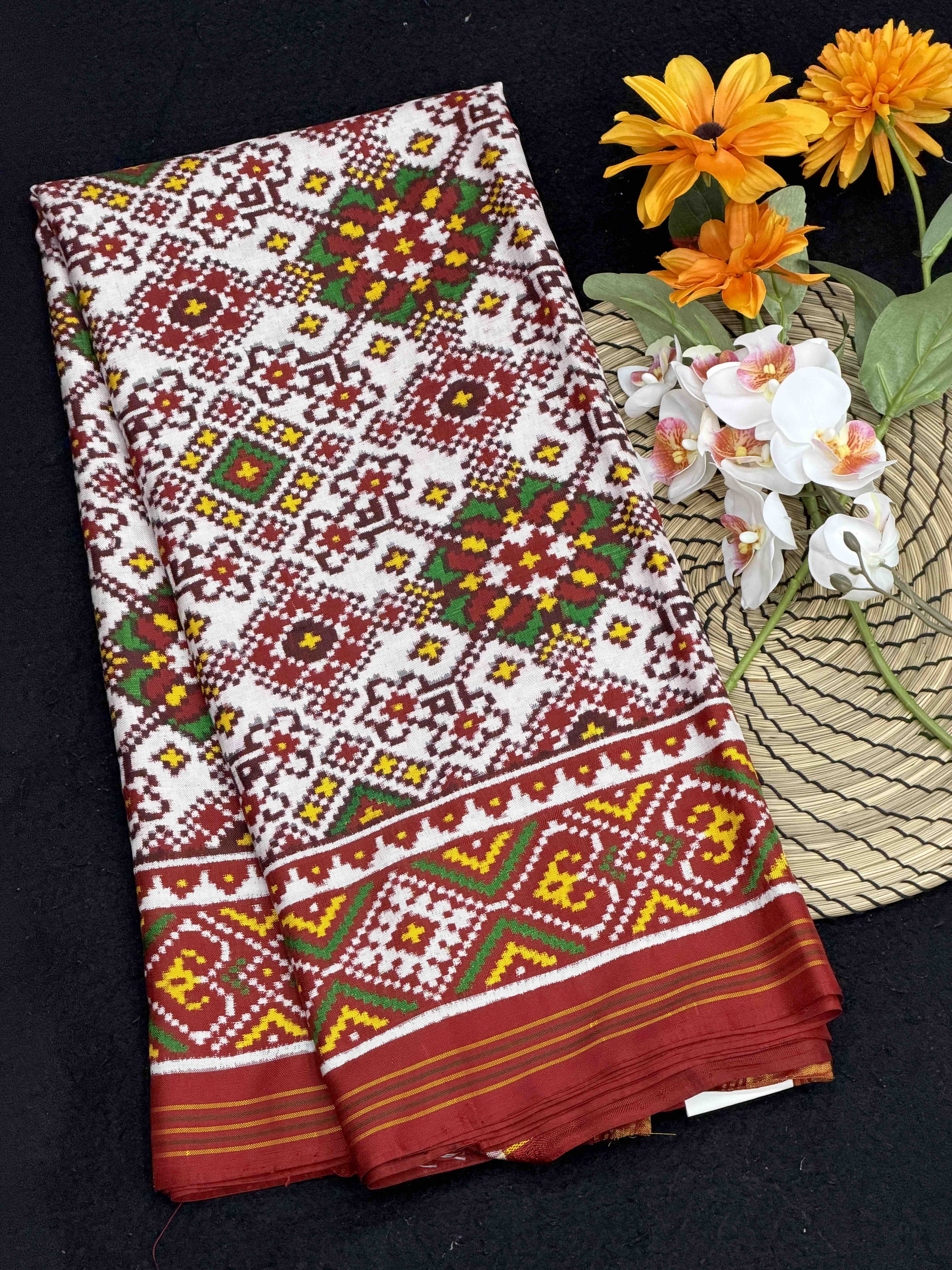 Red & White Navratan Patan Patola Saree