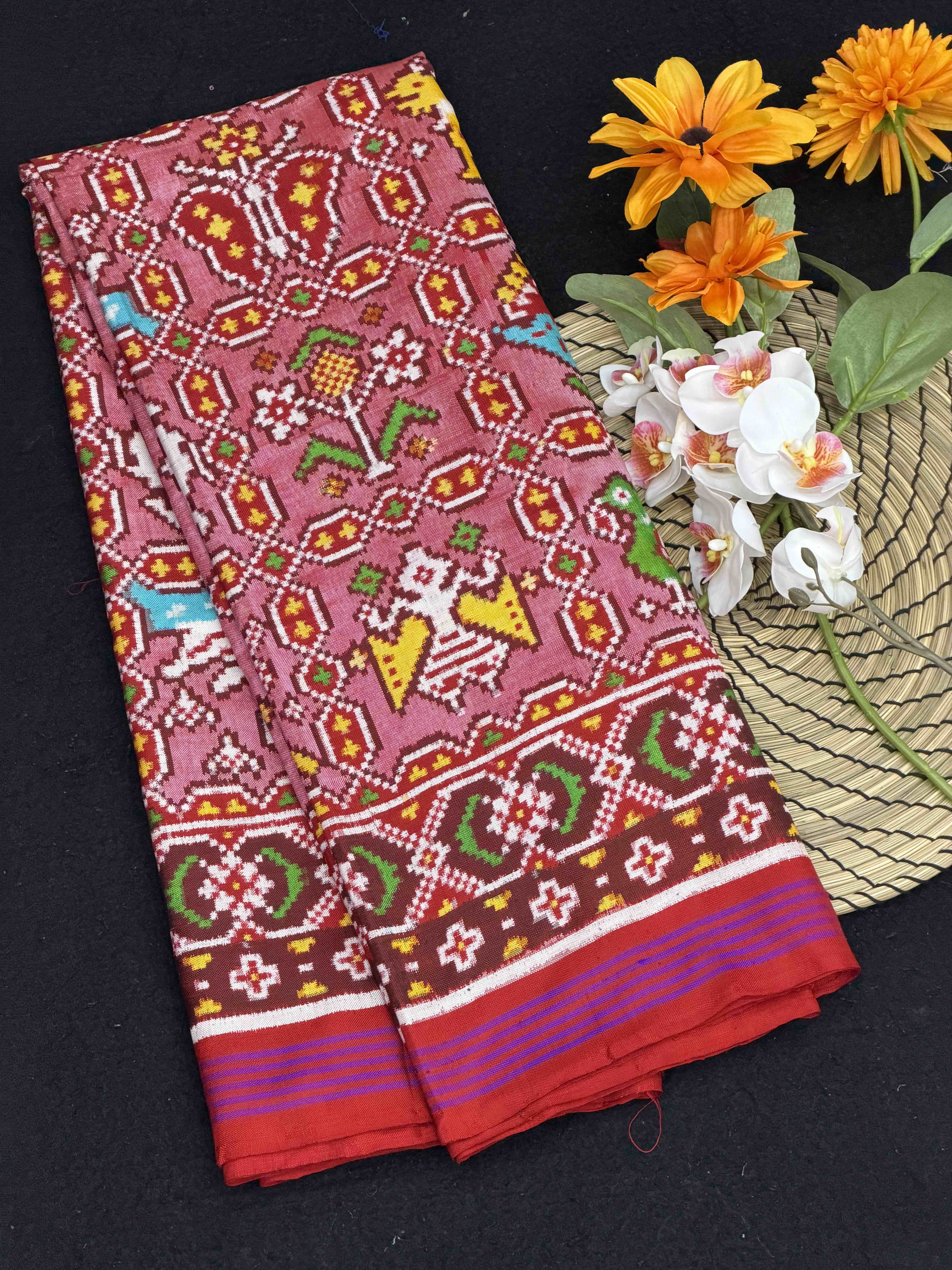Eight Figure Light pink Patan Patola Saree