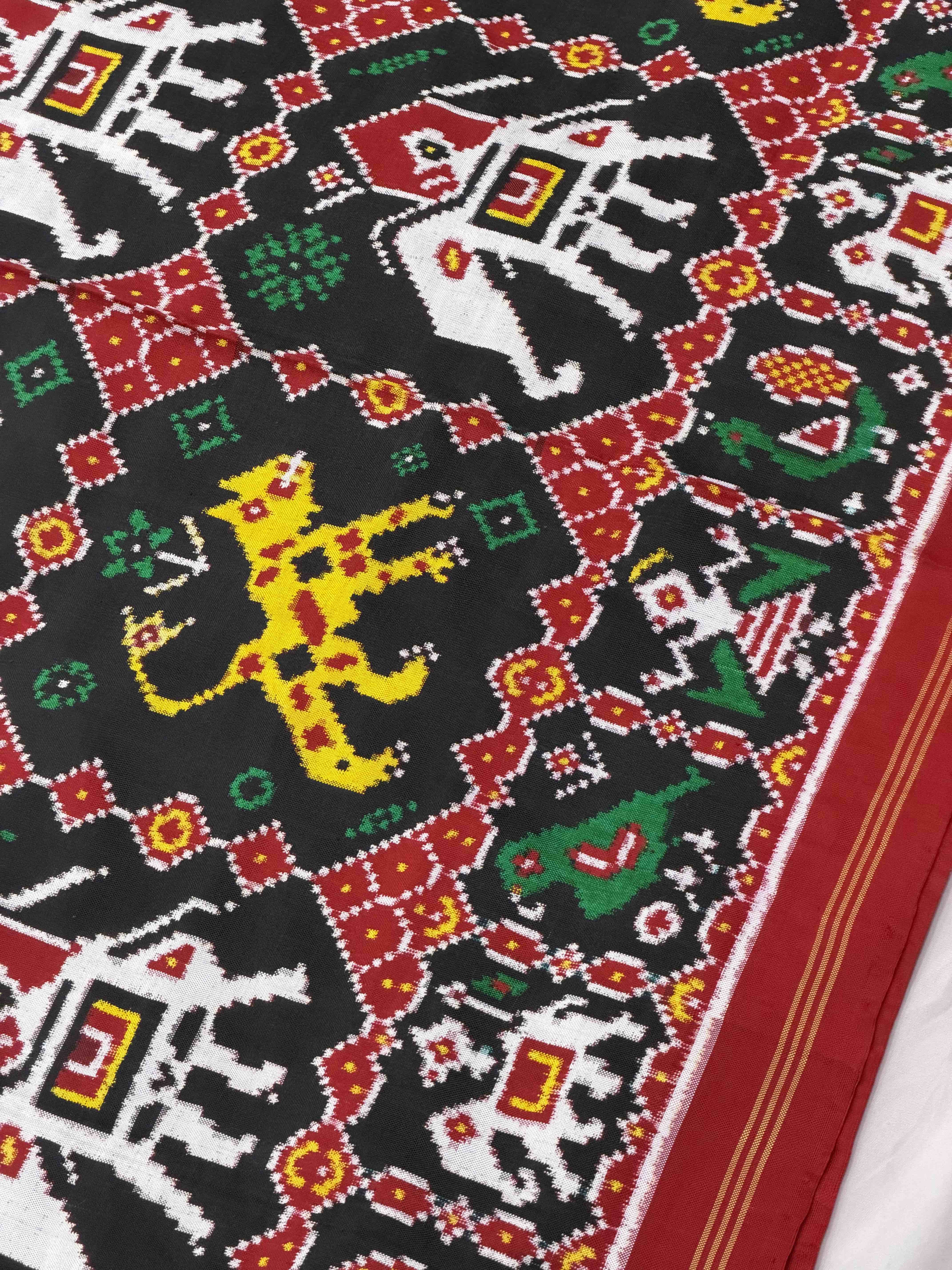 Bagh Hathi Black patan Patola Saree