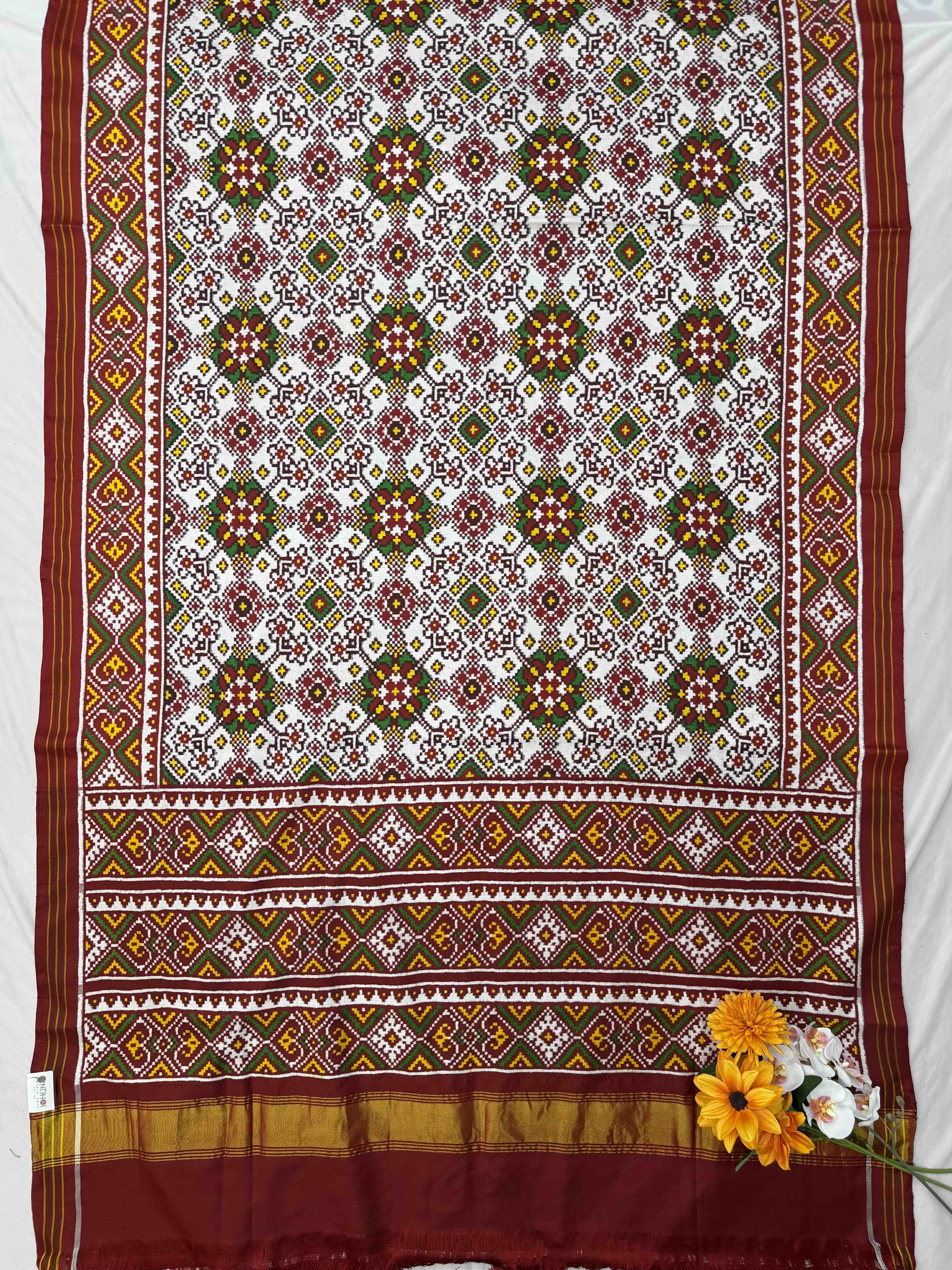 Red & White Navratan Patan Patola Saree