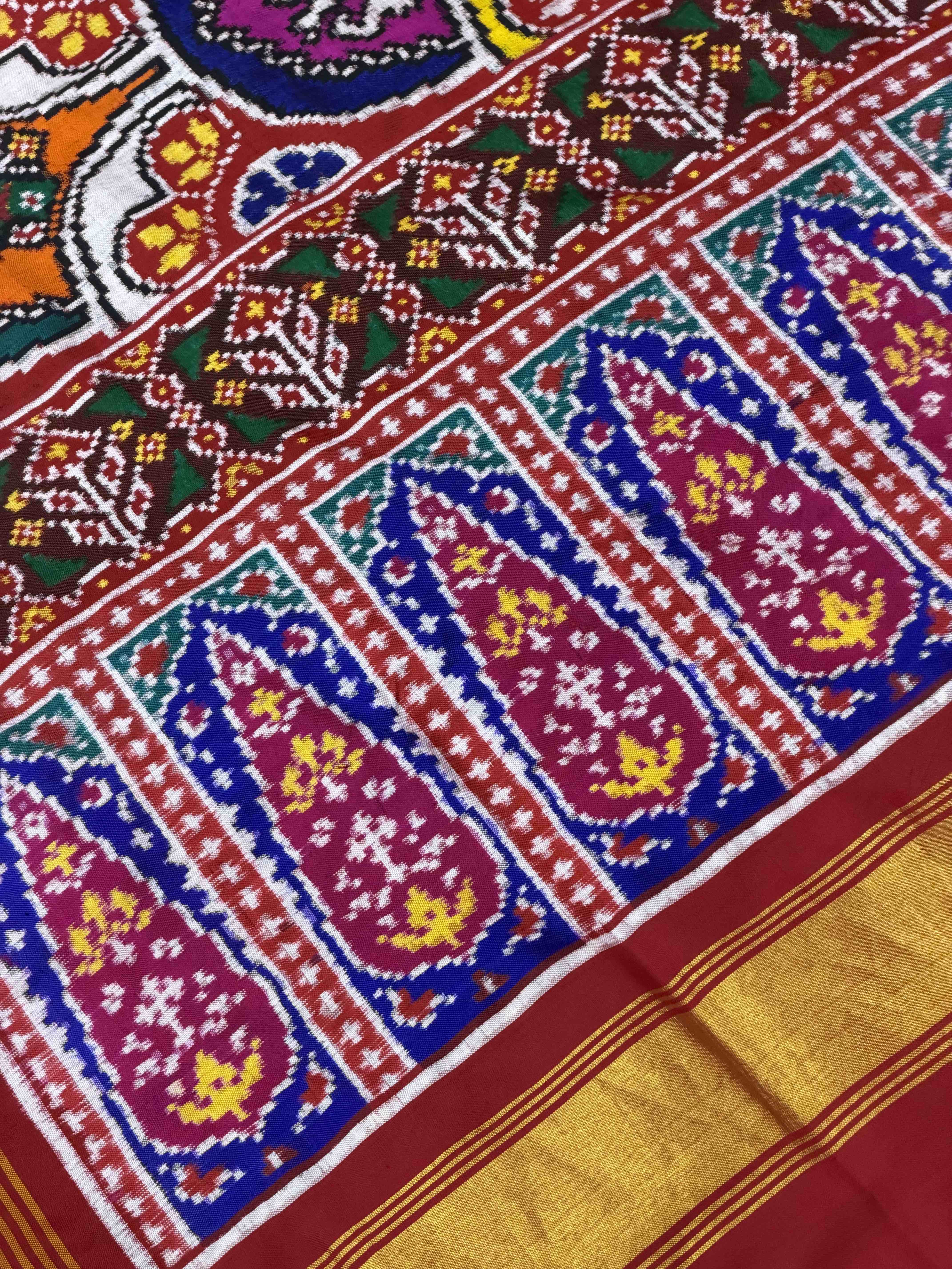 Red with multiple motifs Patan Patola Saree