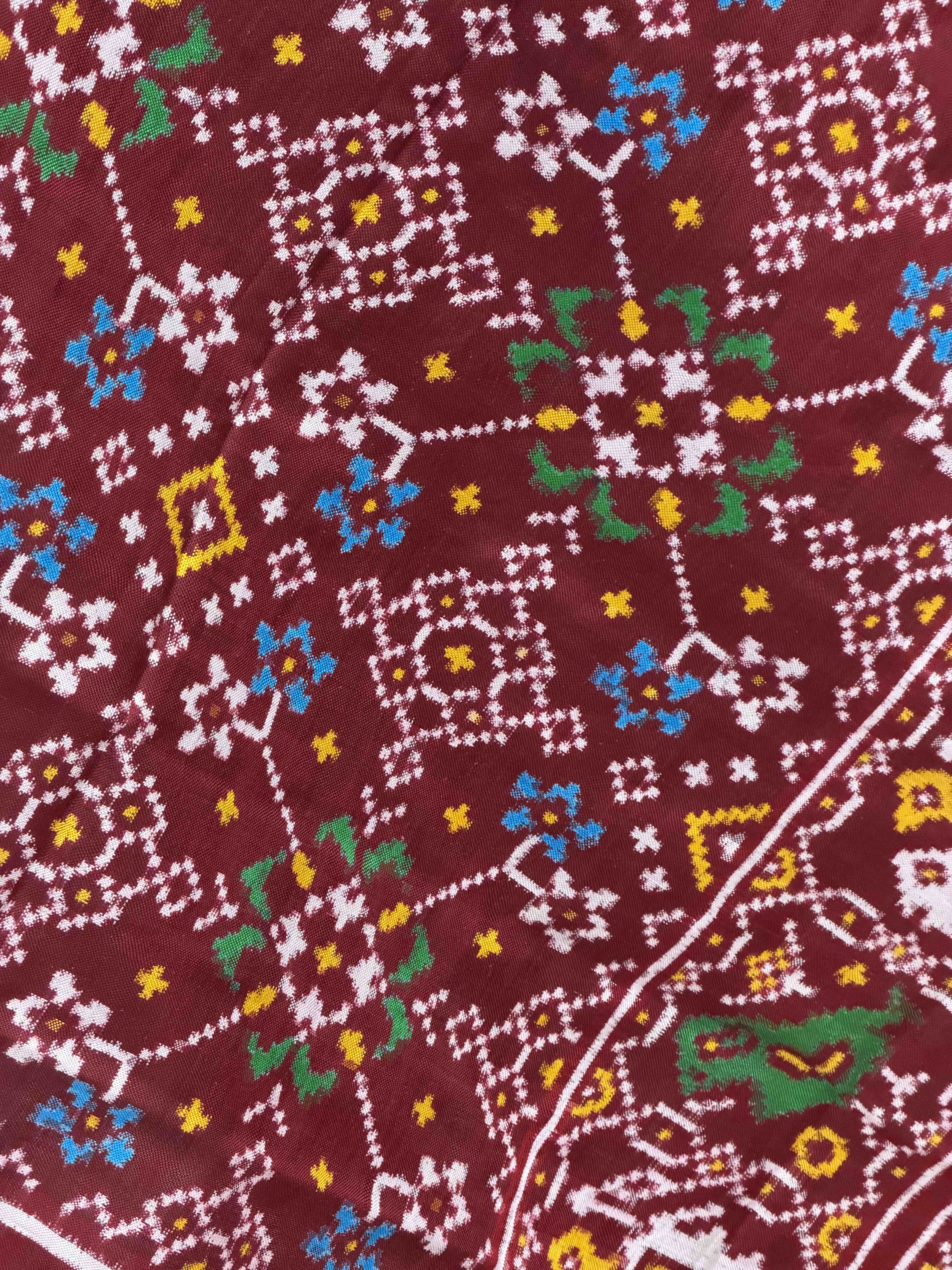 Maroon Navratan Double Ikat Dupatta