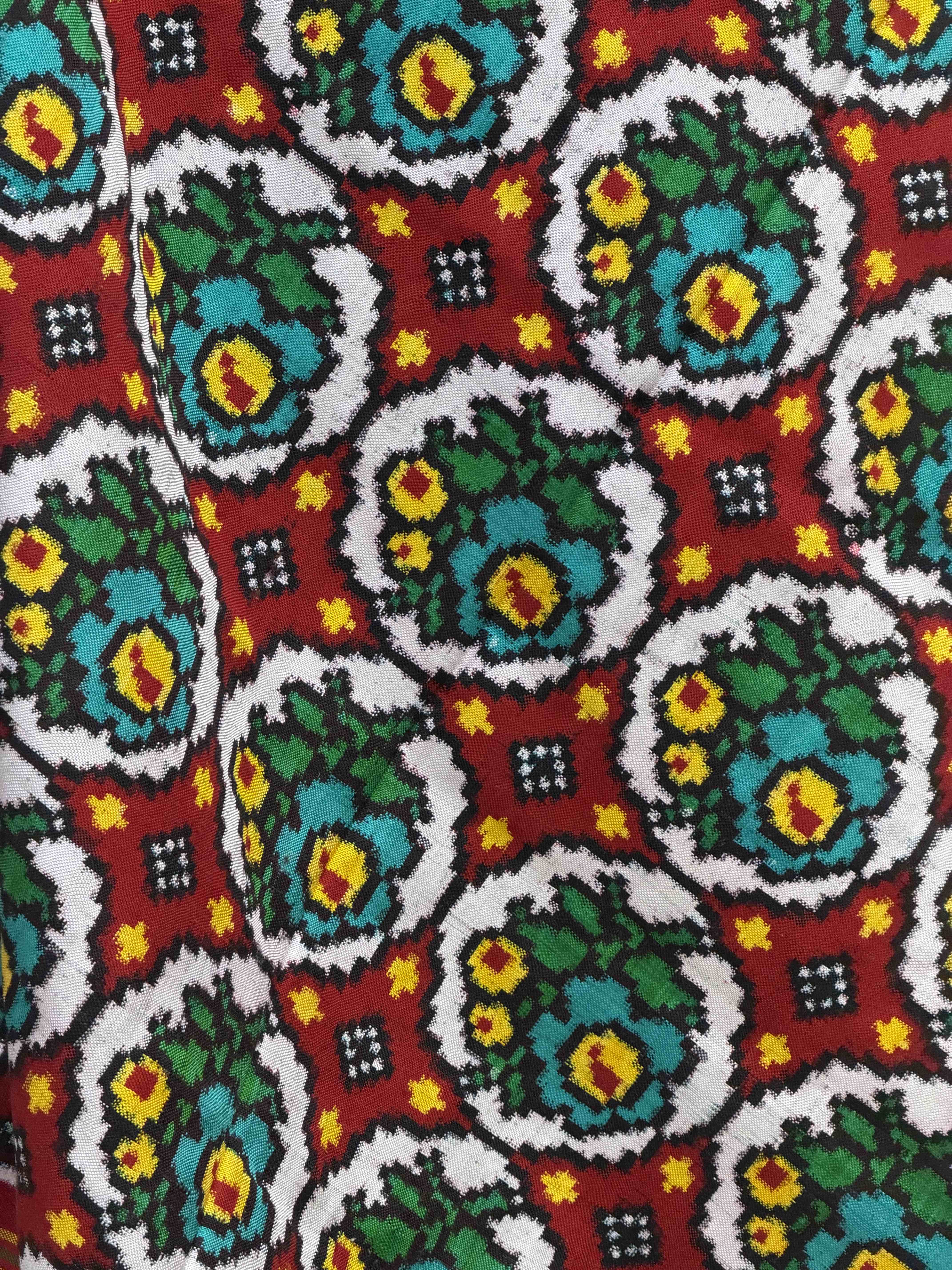 Red & white flowers design Double ikat Dupatta