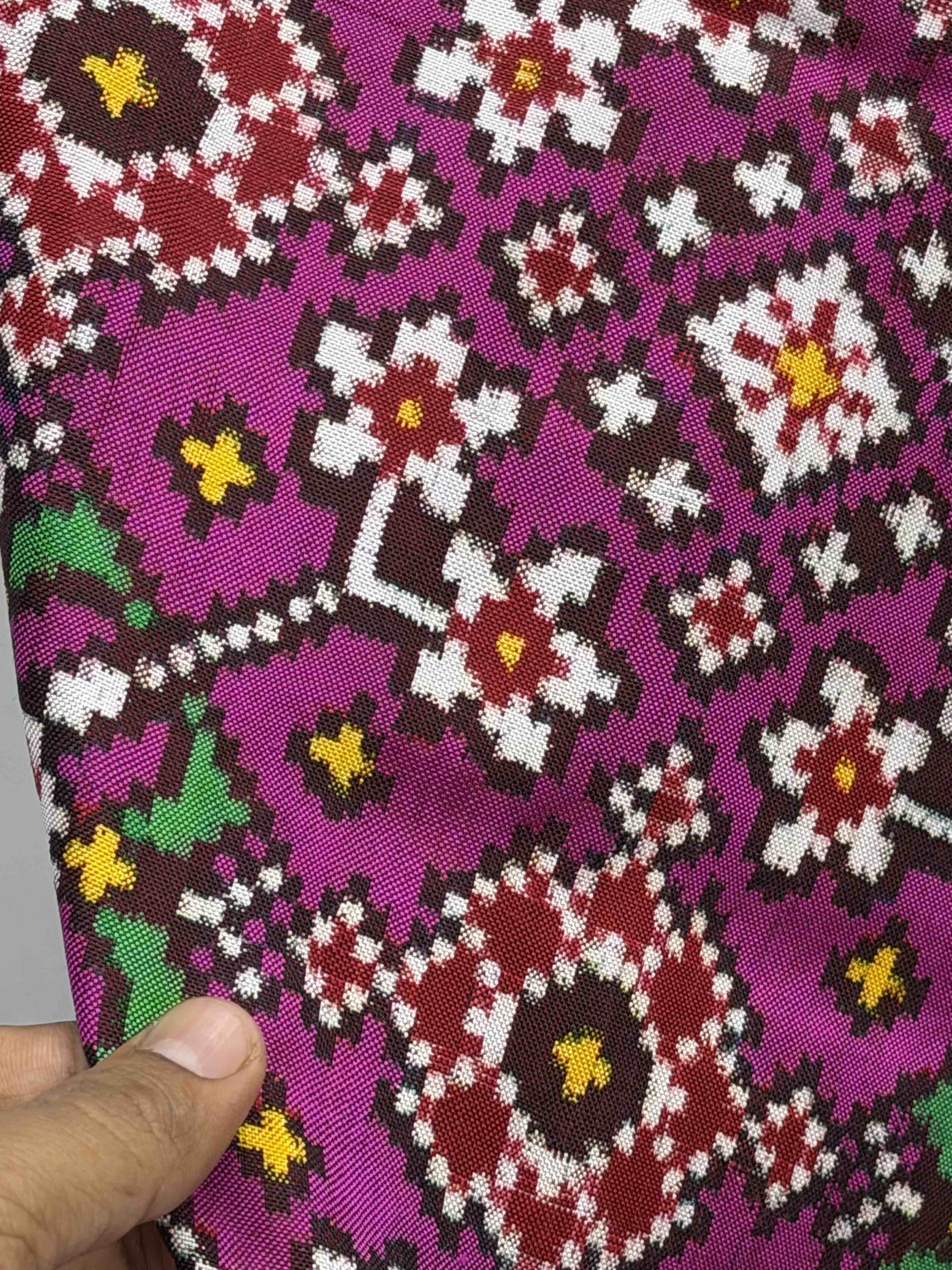 Red & magenta pink navaratan double ikat dupatta