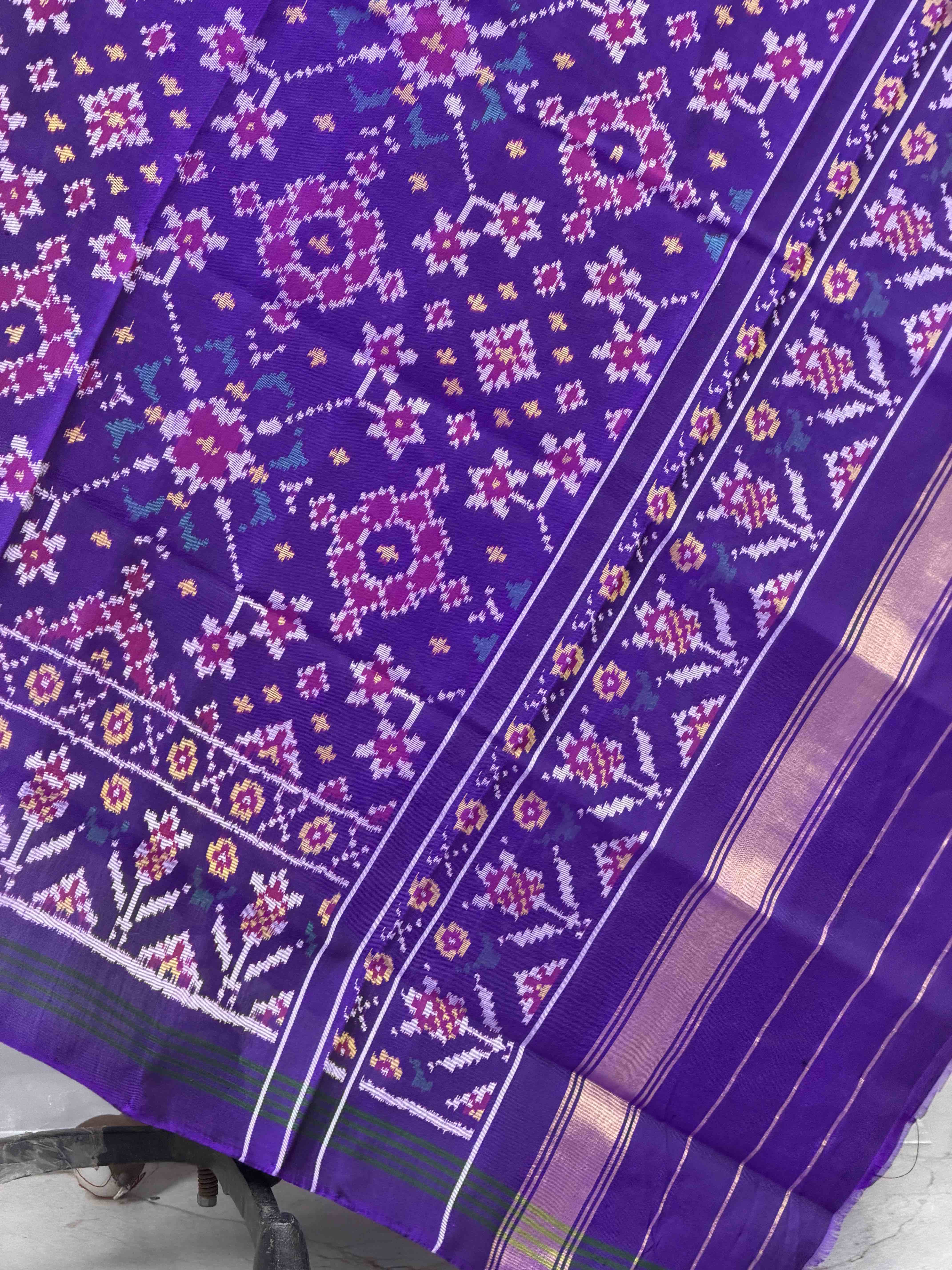Purple Navaratan Single Ikat dupatta