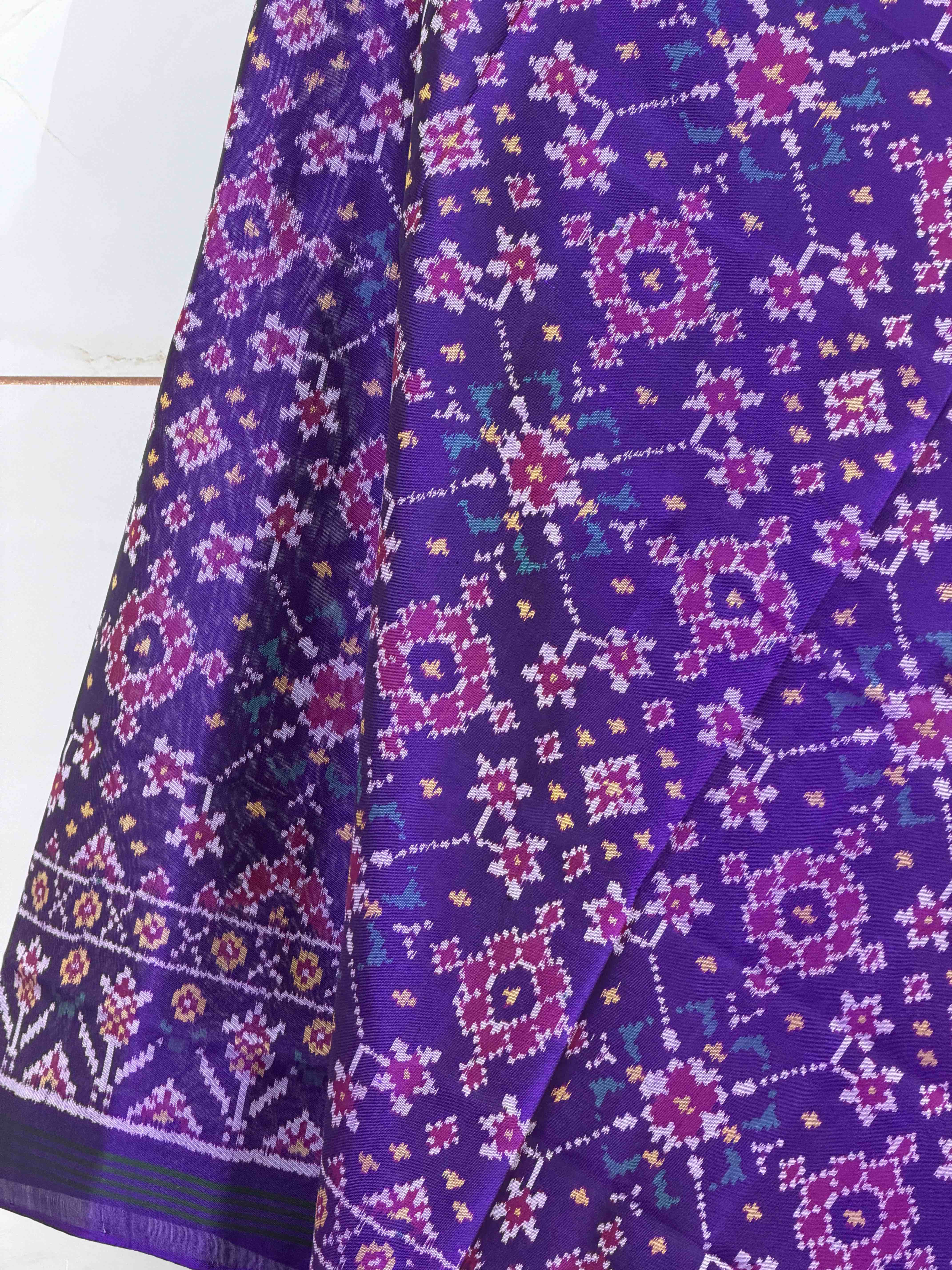 Purple Navaratan Single Ikat dupatta